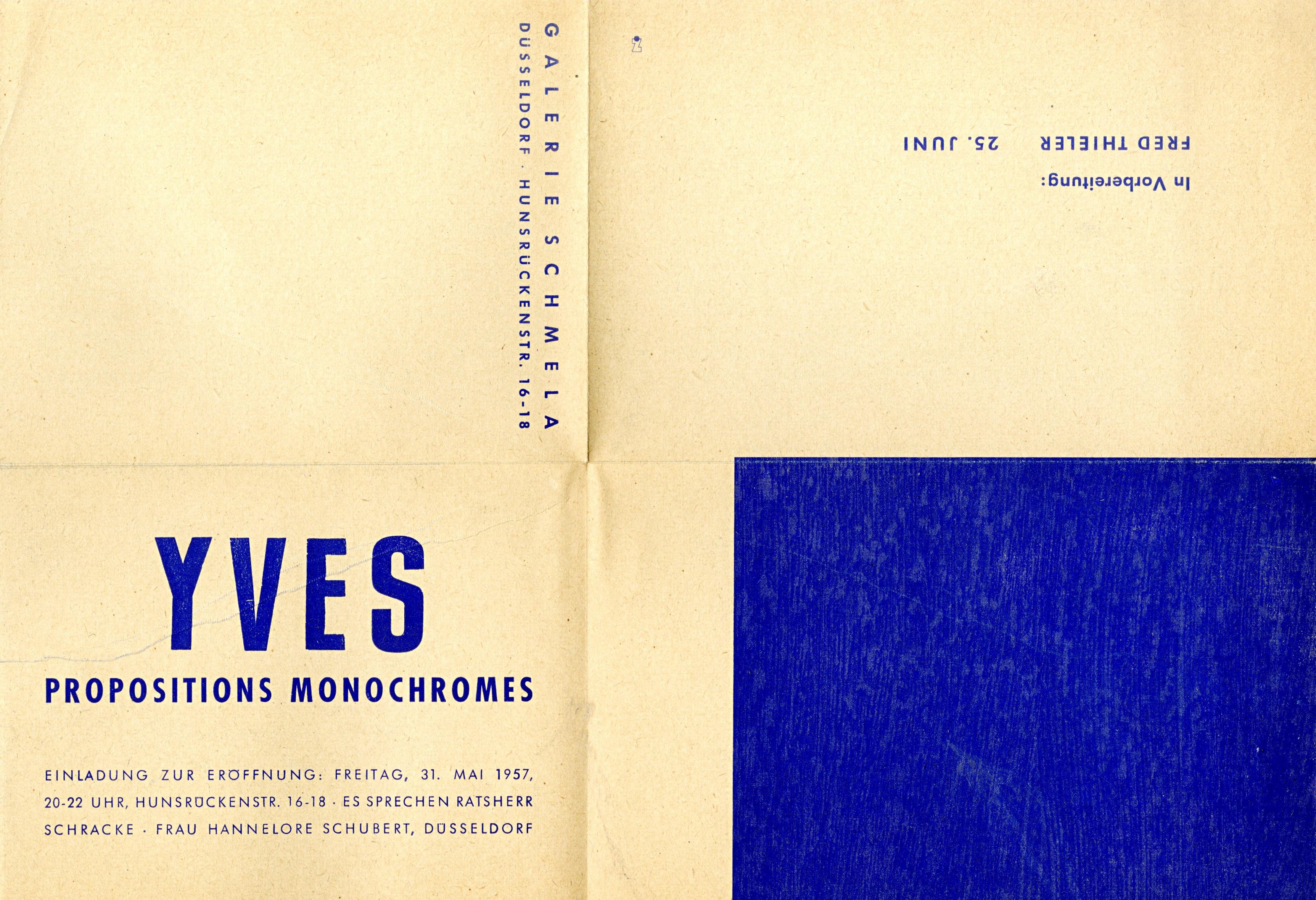 L'invitation d'Yves Klein Propositions Monochromes avec IKB (International Klein Blue) en vente 2