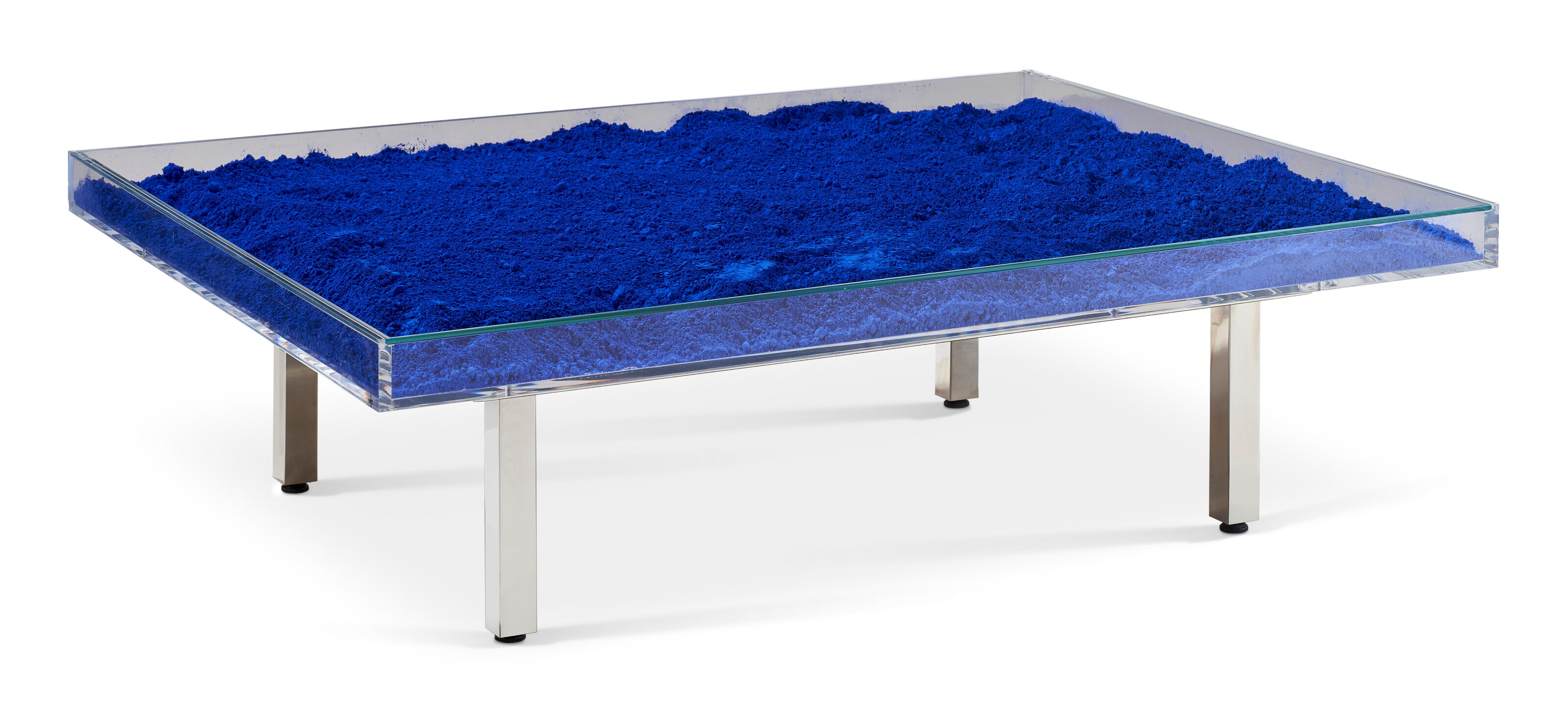 Yves Klein Abstract Sculpture - Table IKB (Blue) Sculpture, Metal and Glass, Minimalist, 1960s