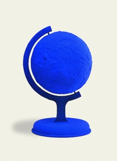 Vintage Yves Klein Blue Earth Sculpture IKB Pigment Plaster Cast in Plexiglas Box