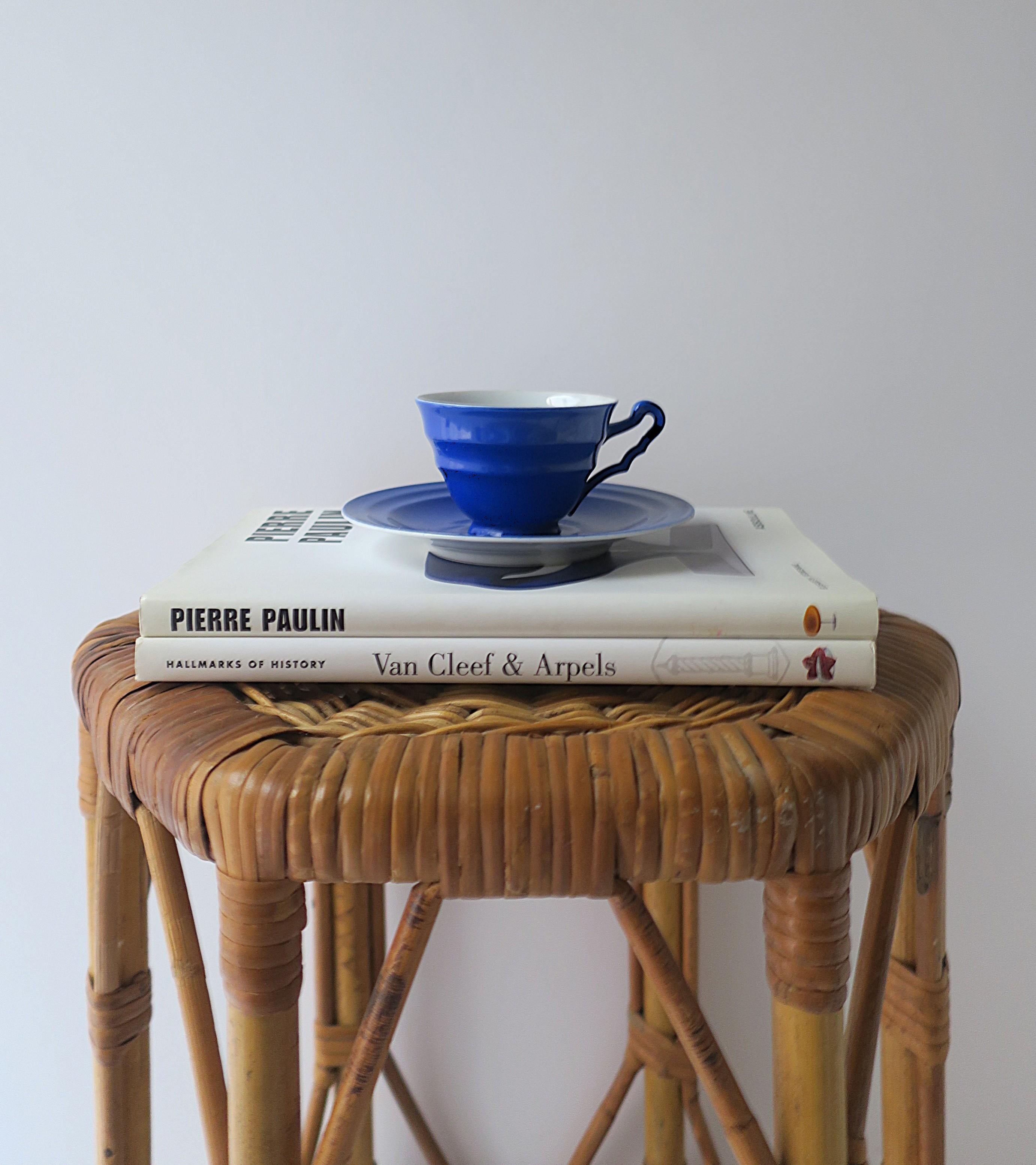 Yves Klien Blue Style Porcelain Espresso Coffee Cup Saucer Art Deco, Europe In Good Condition For Sale In New York, NY