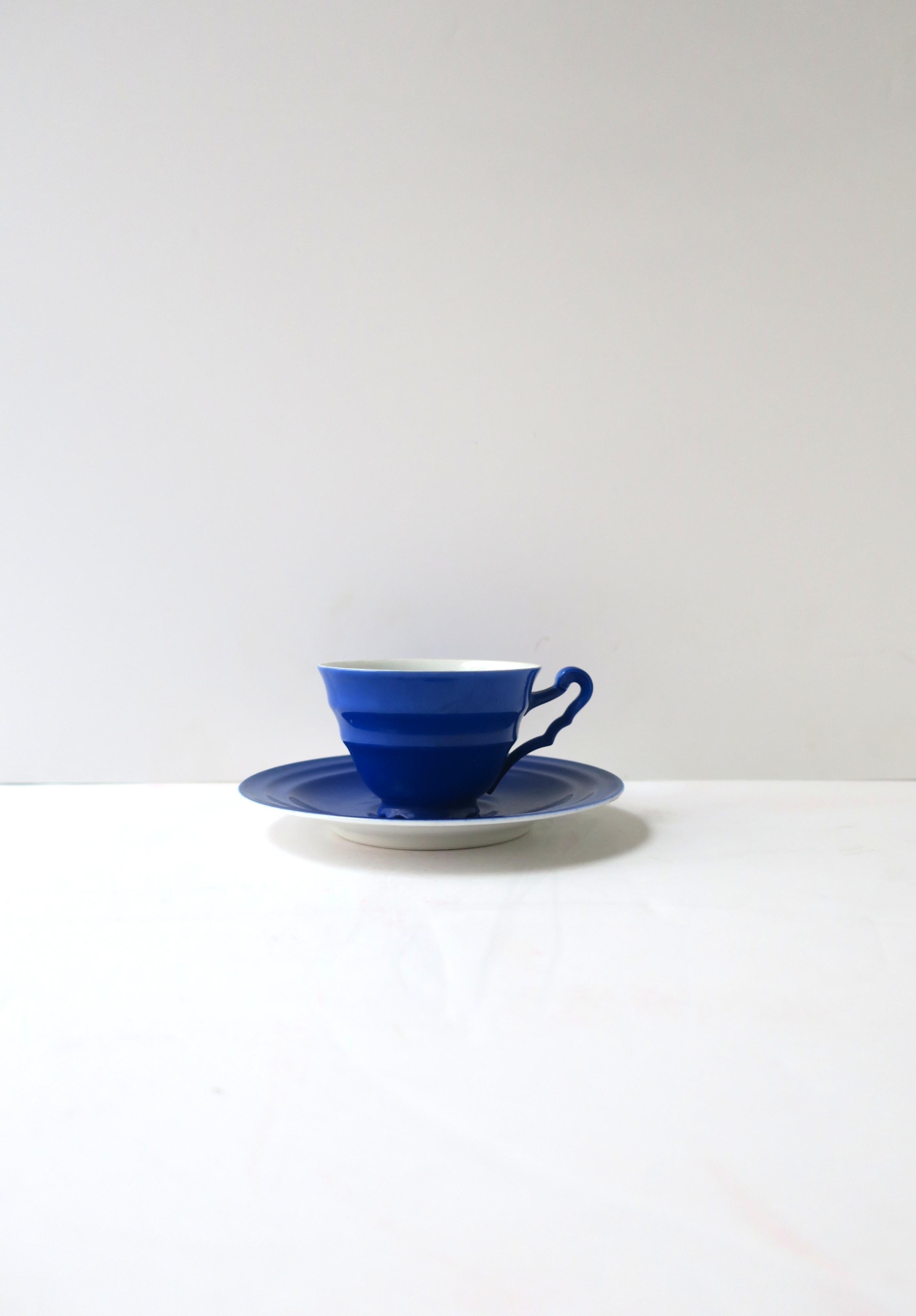 Yves Klien Blue Style Porcelain Espresso Coffee Cup Saucer Art Deco, Europe For Sale 1