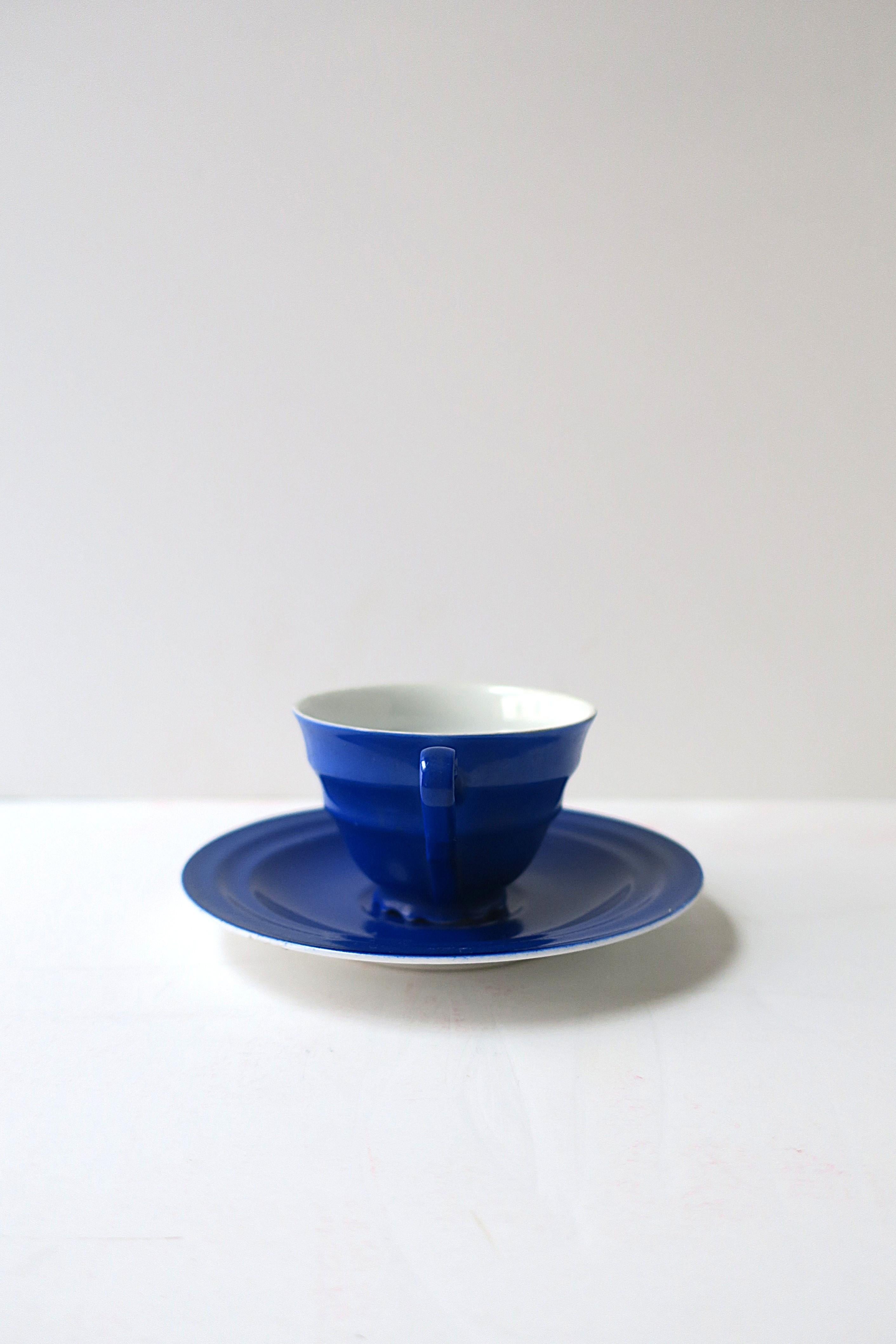 Yves Klien Blue Style Porcelain Espresso Coffee Cup Saucer Art Deco, Europe For Sale 2