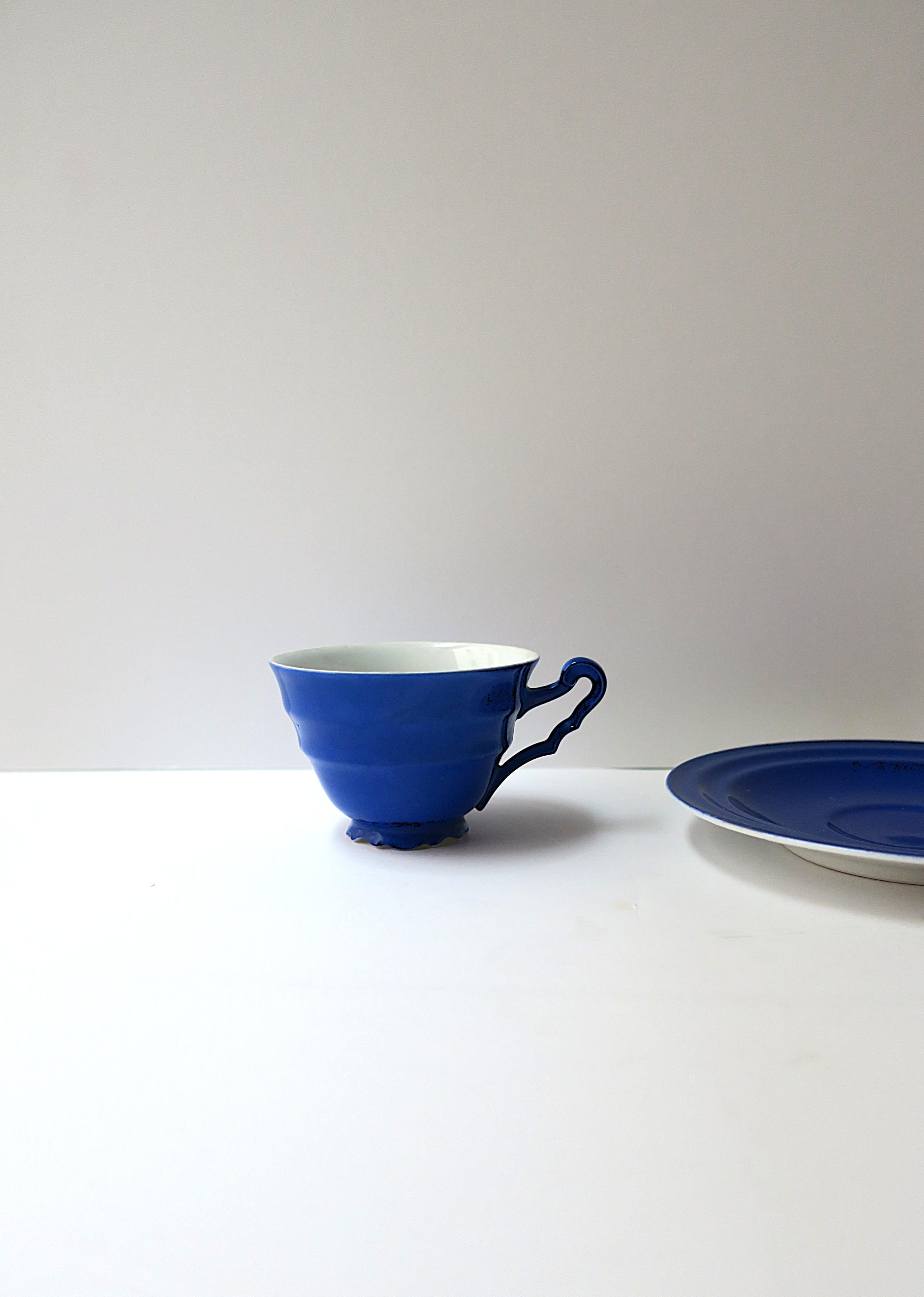 Yves Klien Blue Style Porcelain Espresso Coffee Cup Saucer Art Deco, Europe For Sale 4