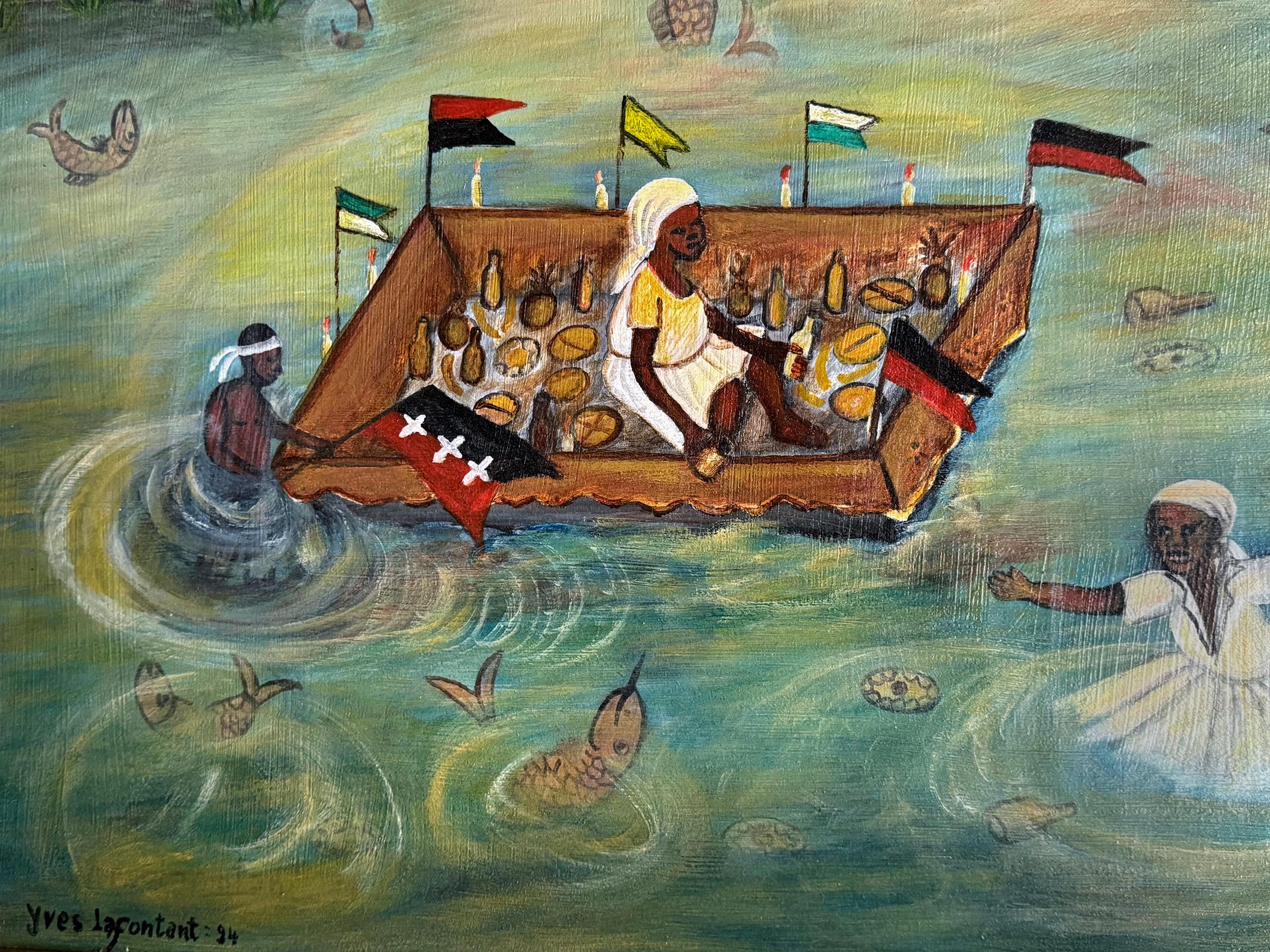 Voodoo Vodou Ceremony at Sea – Painting von Yves Lafontant