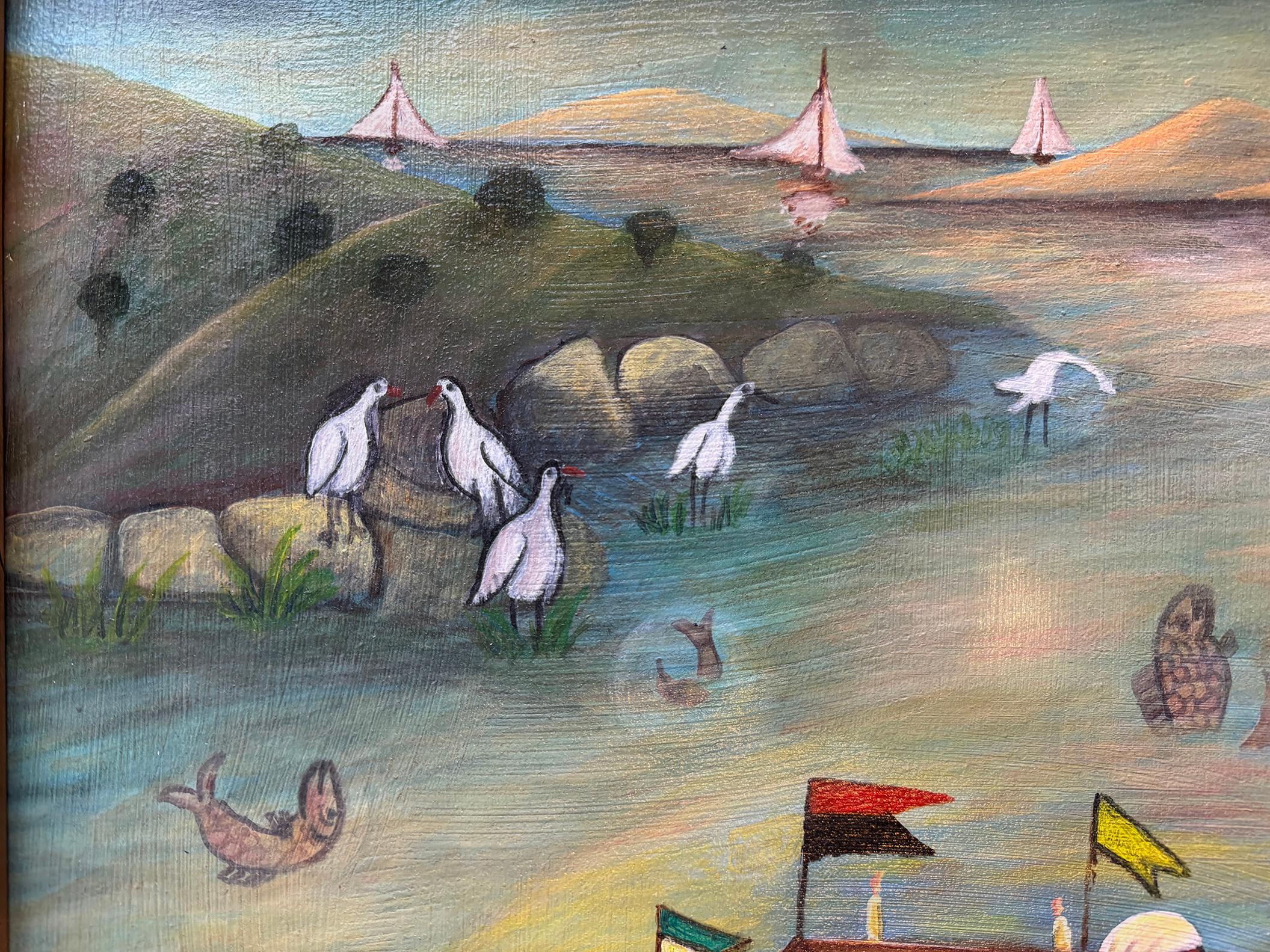 Voodoo Vodou Ceremony at Sea (Grau), Figurative Painting, von Yves Lafontant