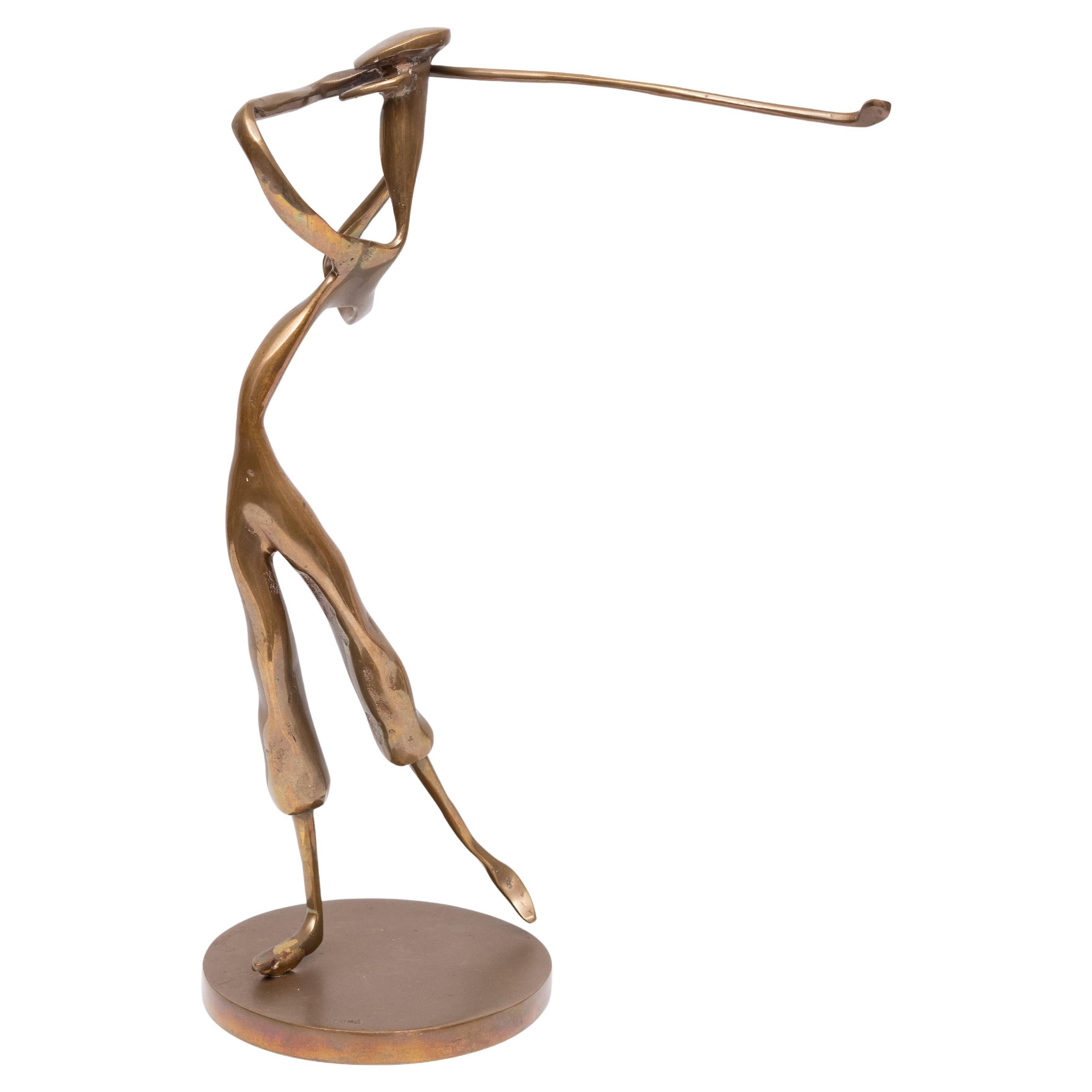 Yves Lohé,  Bronze ''Golfer'' Figurine . 1970s France