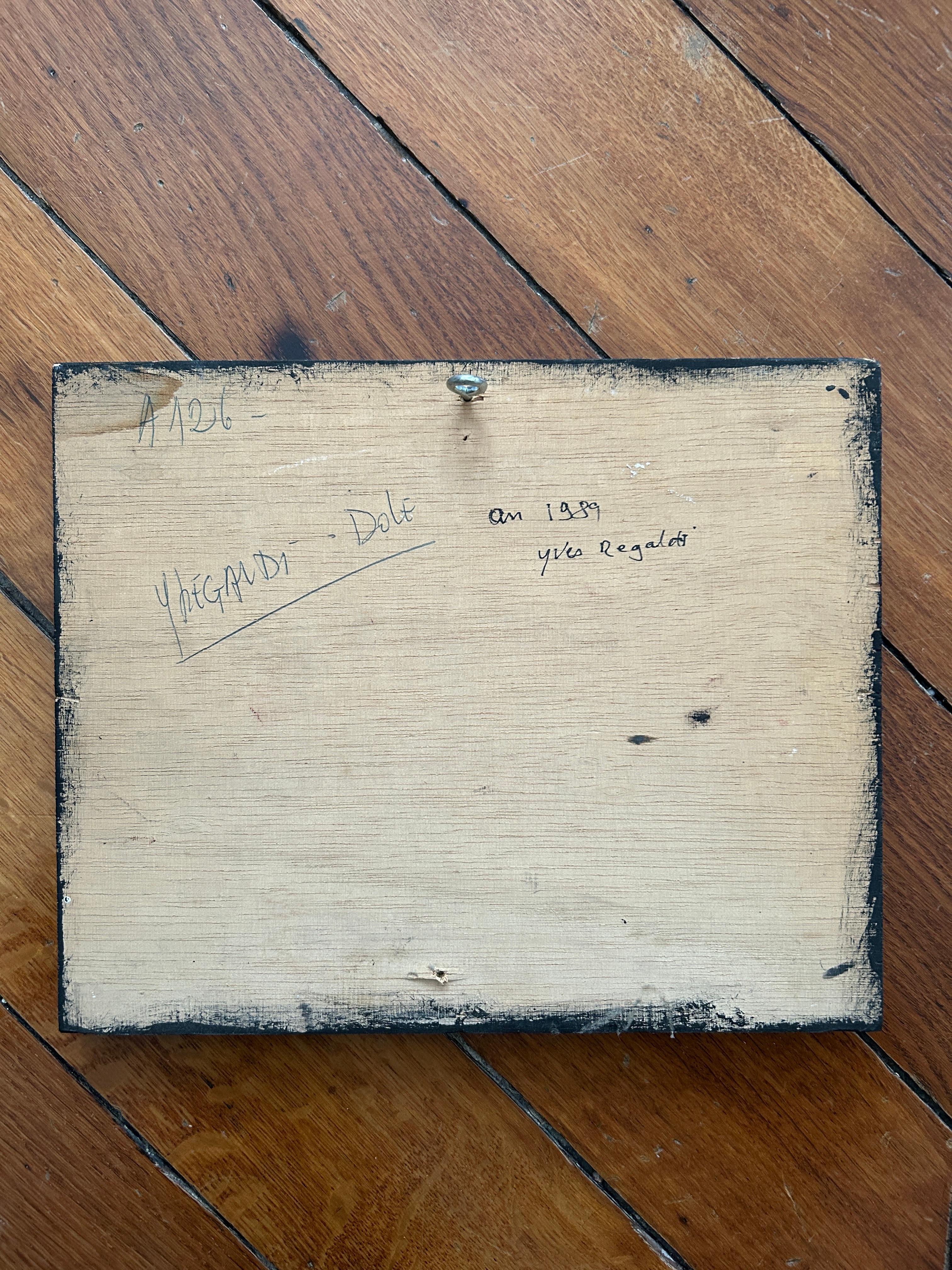 Yves Regaldi (Wood 1956) - Composizione astratta, 1989, olio su pannello di legno 2