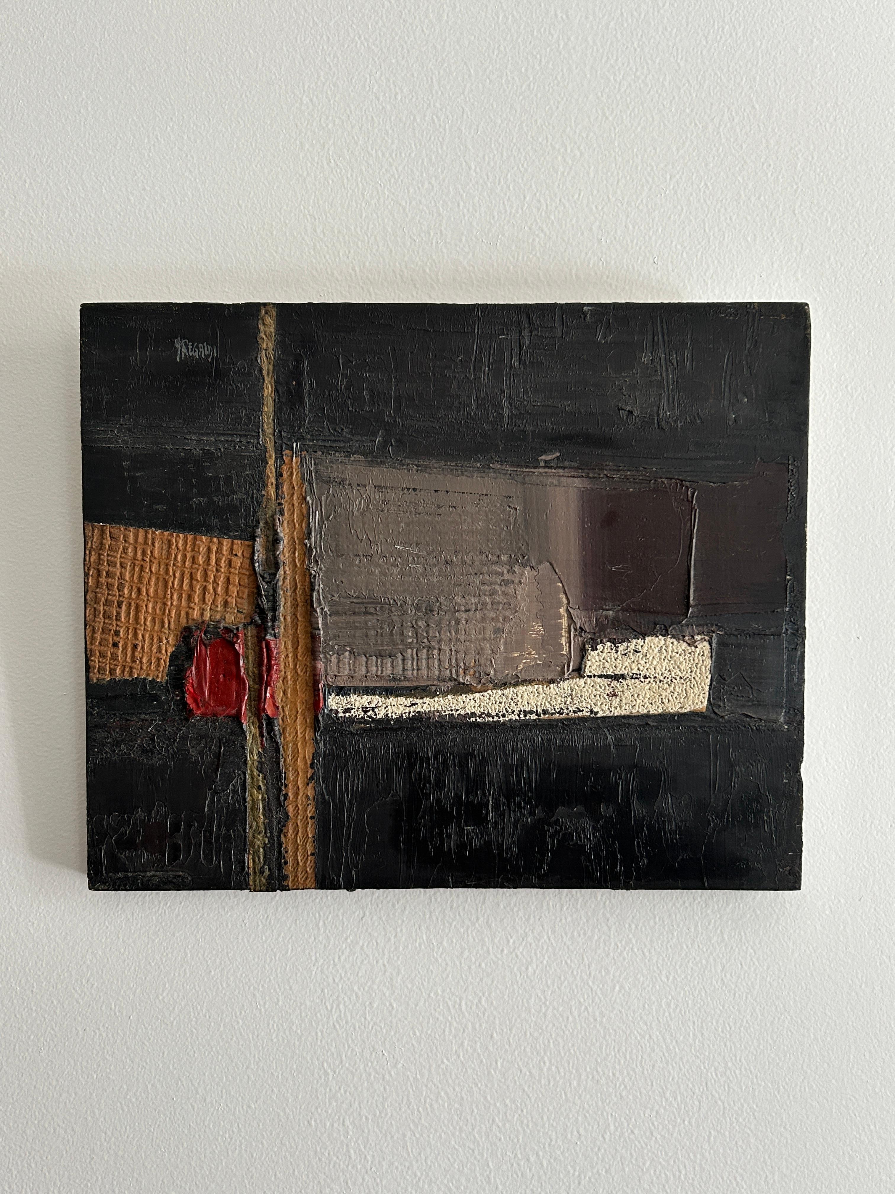 Yves Regaldi (Wood 1956) - Composizione astratta, 1989, olio su pannello di legno 5