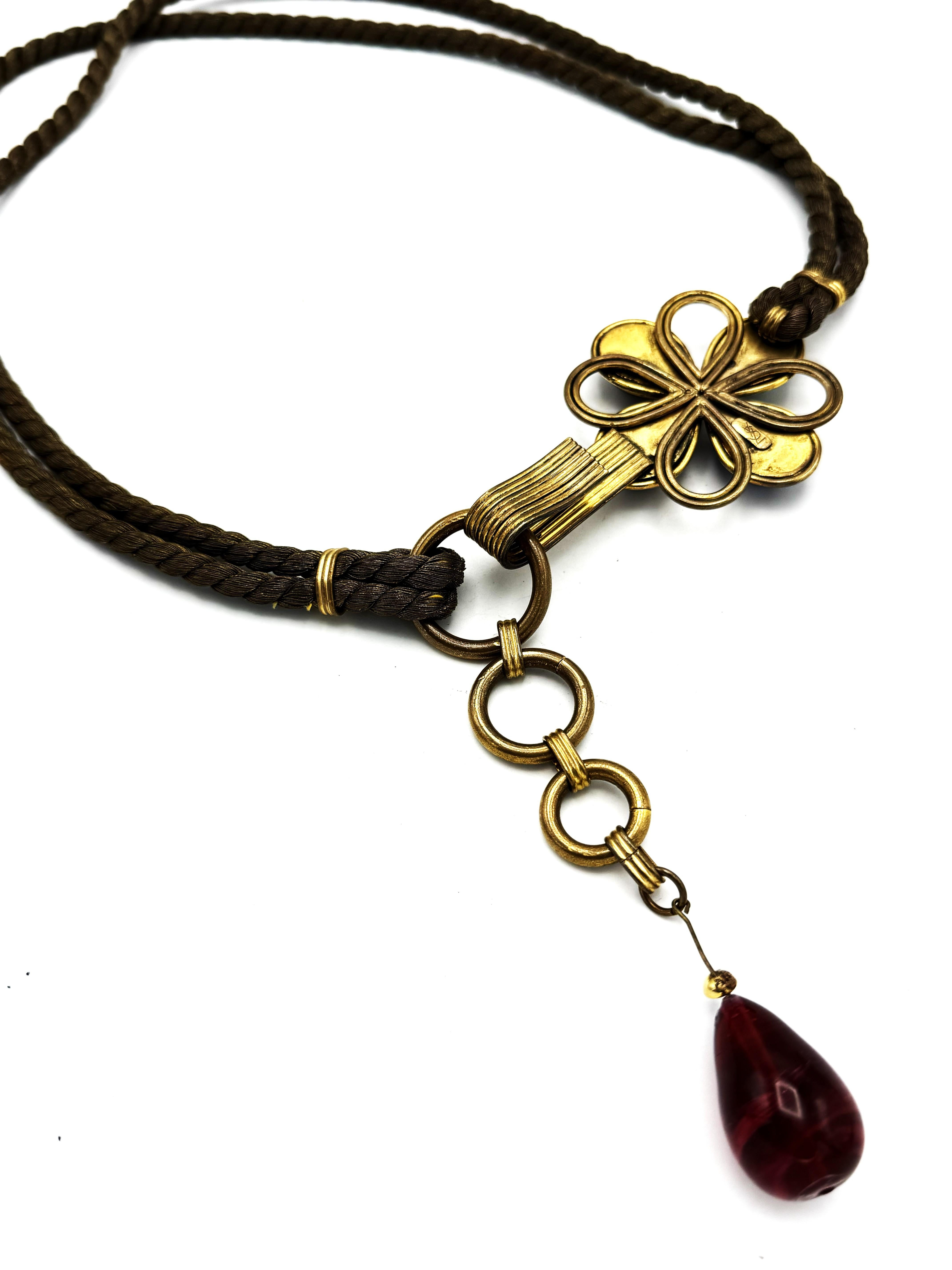 Cintura/collana Yves S. Laurent con finiture in lurex e cabochon in vetro, circa 1968 in vendita 5