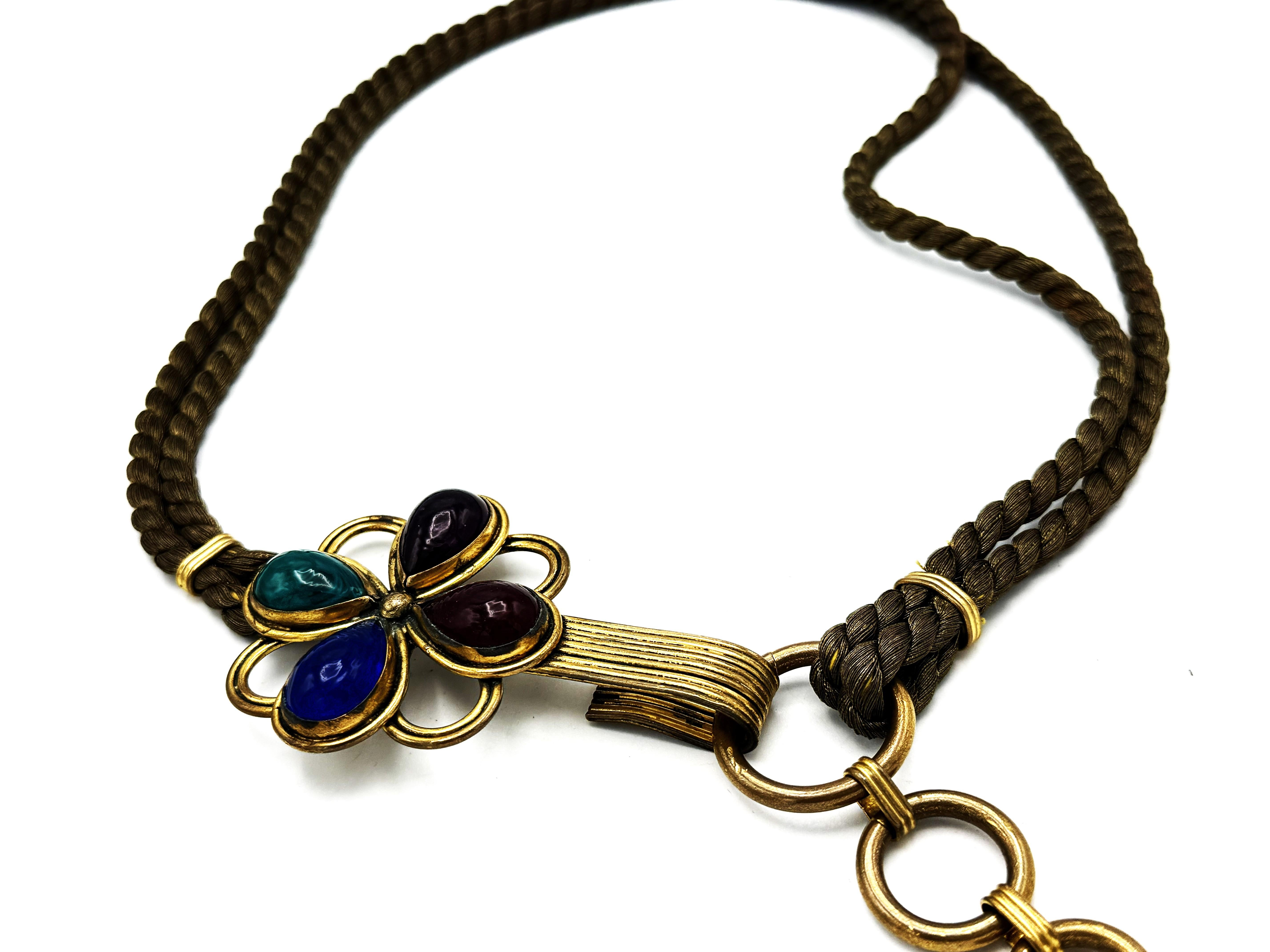 Cintura/collana Yves S. Laurent con finiture in lurex e cabochon in vetro, circa 1968 in vendita 6