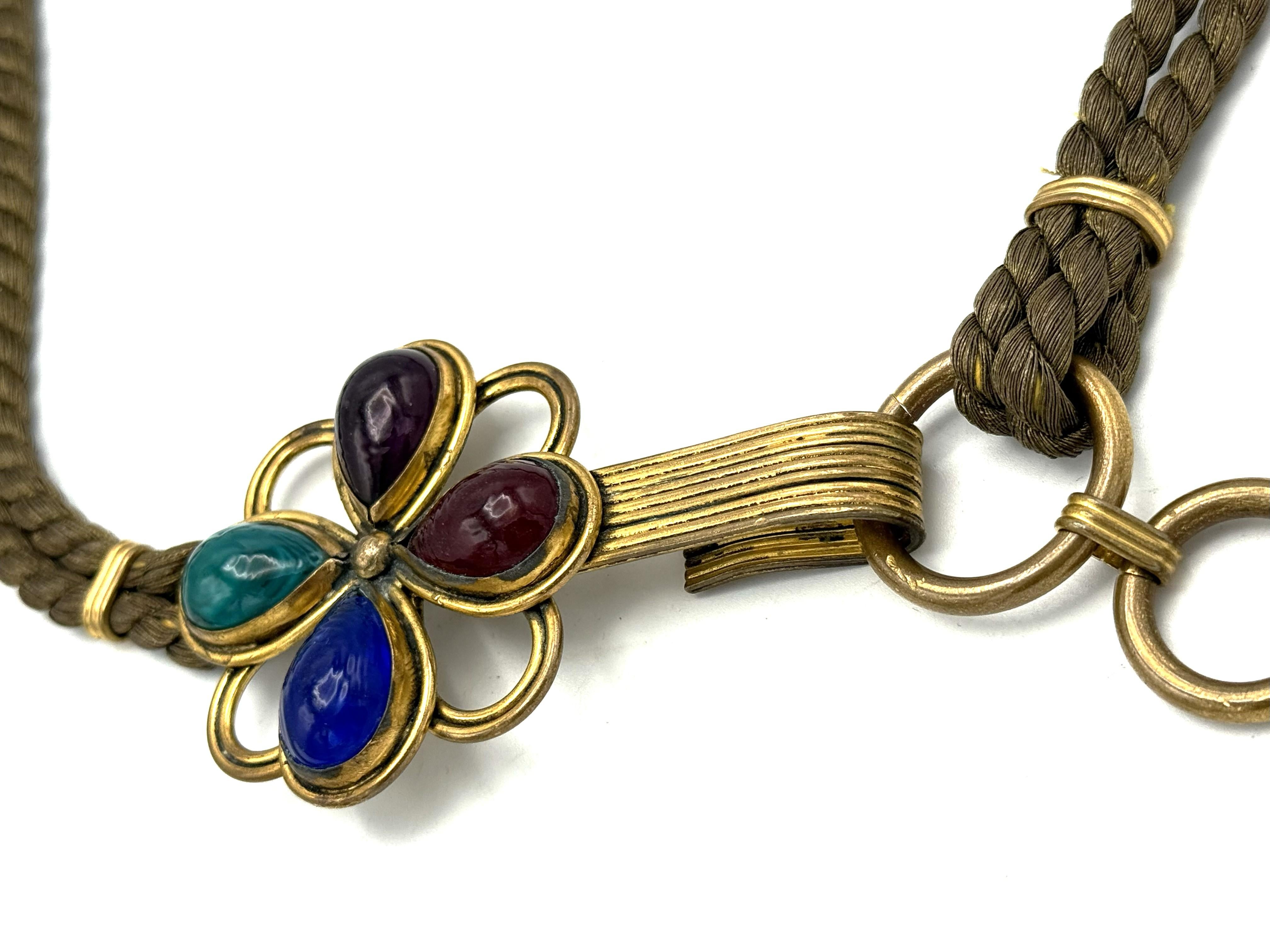 Cintura/collana Yves S. Laurent con finiture in lurex e cabochon in vetro, circa 1968 in vendita 7