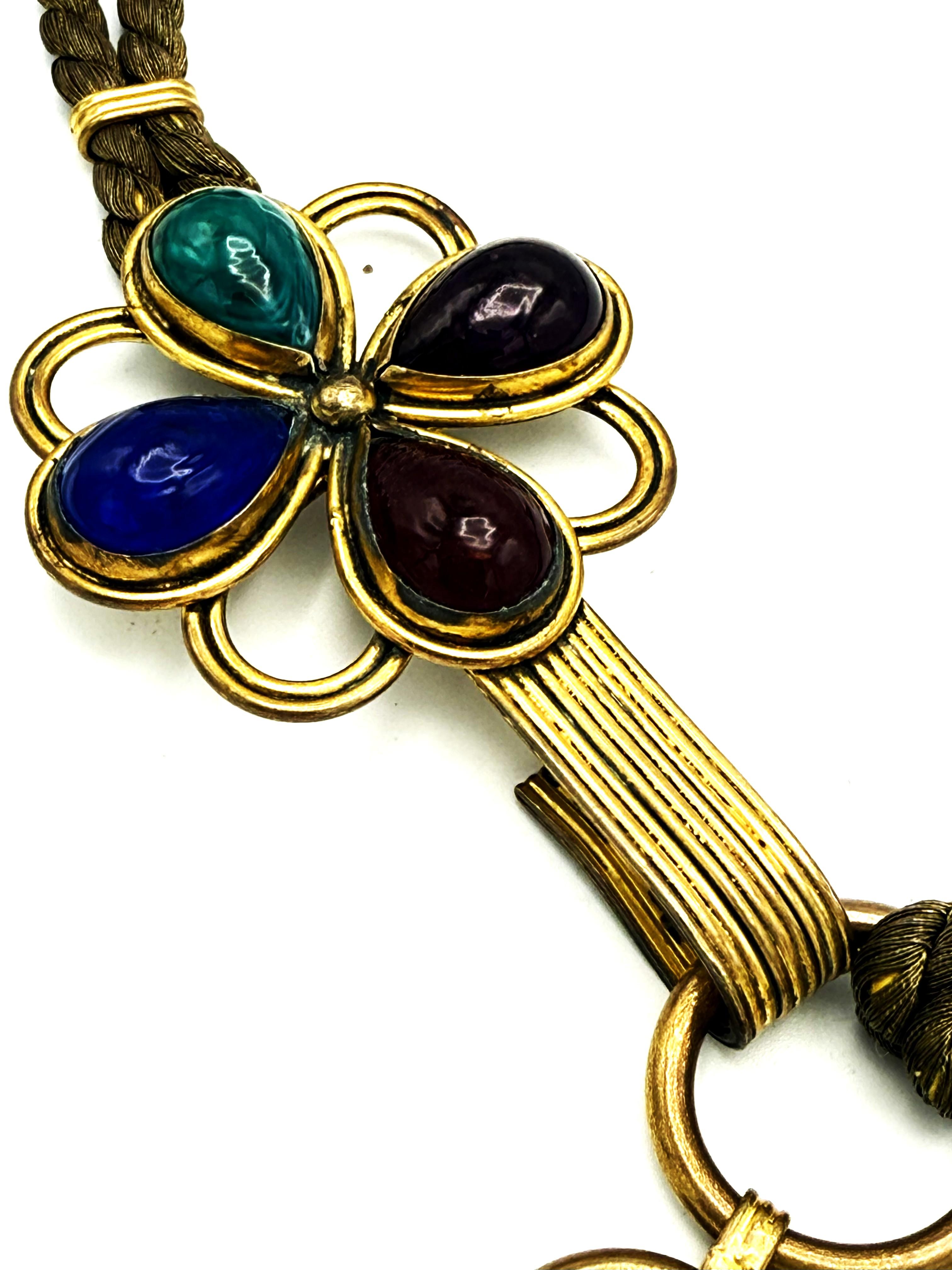 Cintura/collana Yves S. Laurent con finiture in lurex e cabochon in vetro, circa 1968 in vendita 2