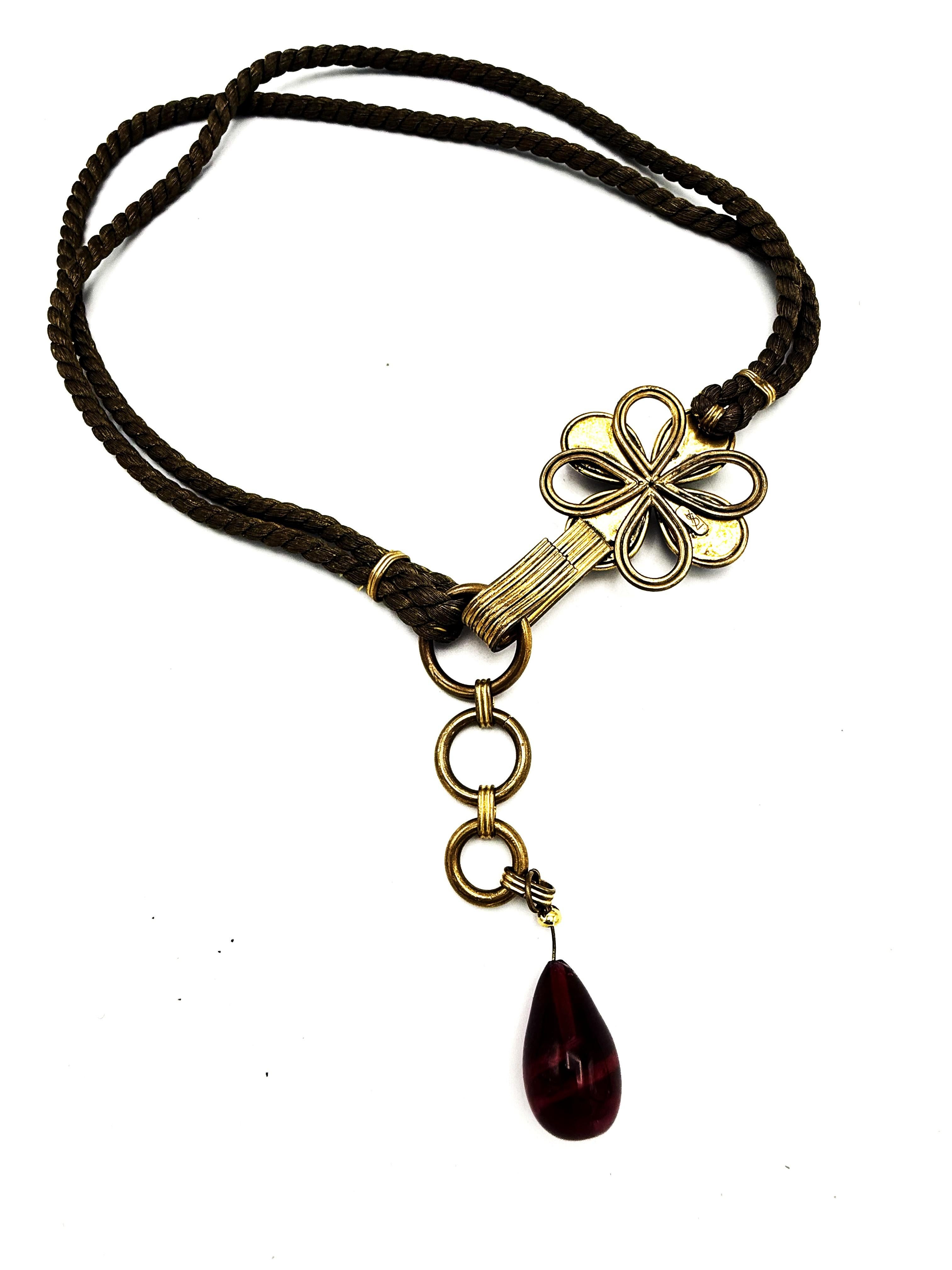 Cintura/collana Yves S. Laurent con finiture in lurex e cabochon in vetro, circa 1968 in vendita 4
