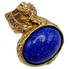 Yves Saint Lauren Blue Cabochon Cocktail Ring, 2000s