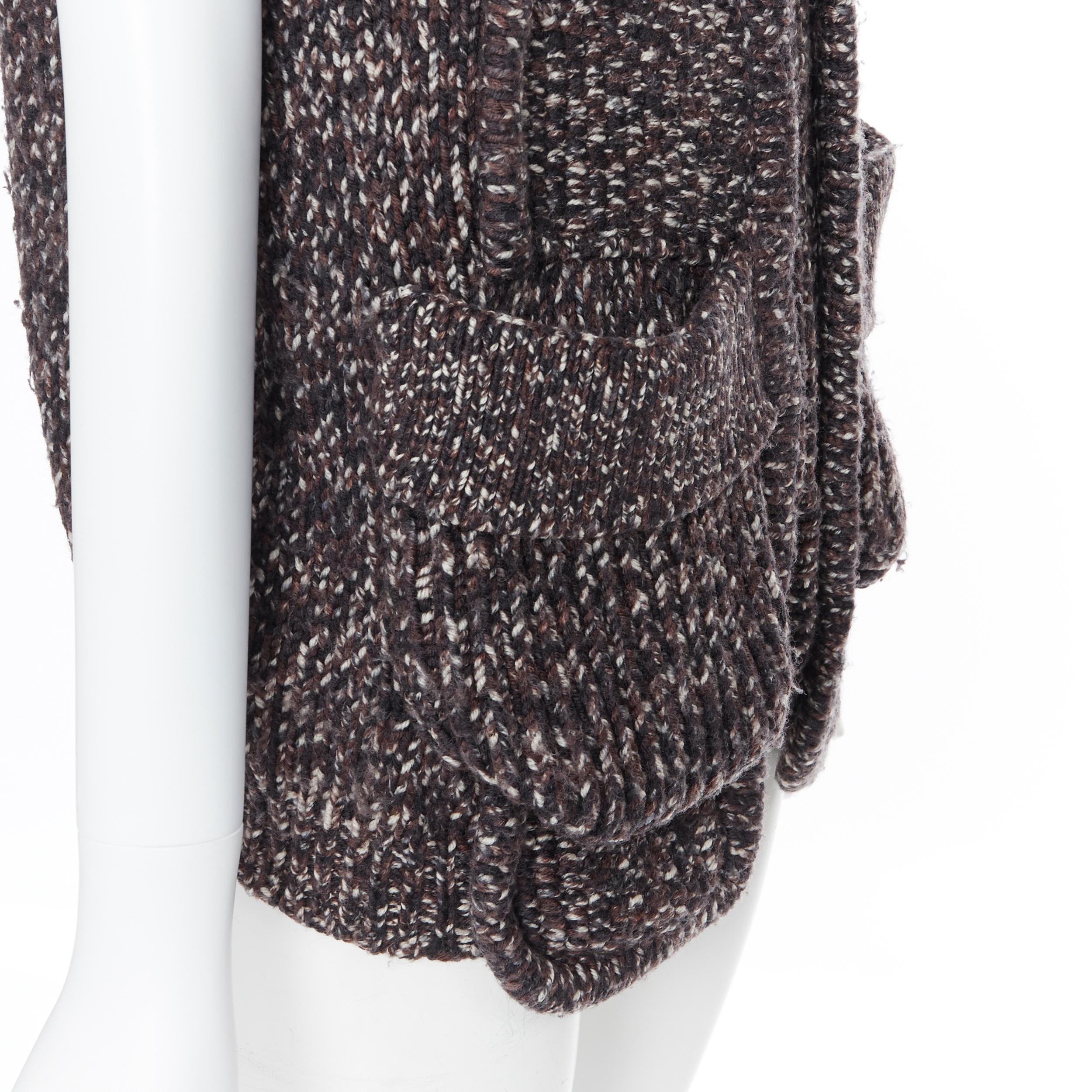 YVES SAINT LAURENT 100% wool brown cable knit zip front dual pocket vest  XS 6