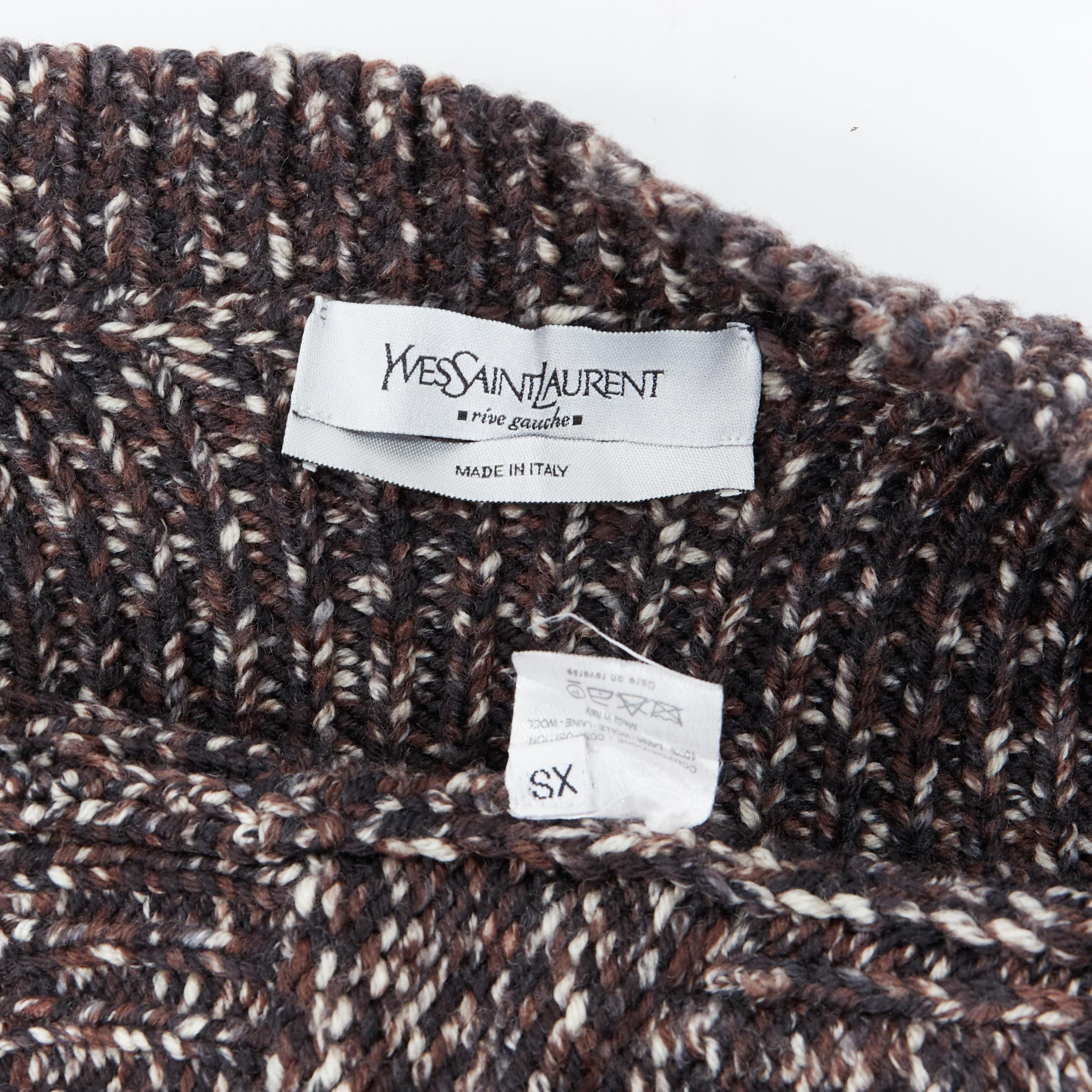 YVES SAINT LAURENT 100% wool brown cable knit zip front dual pocket vest  XS 7