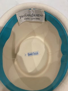 Yves Saint Laurent 1960s Ivory Pearl Bead Encrusted Vintage 60s Felt Fedora Hat