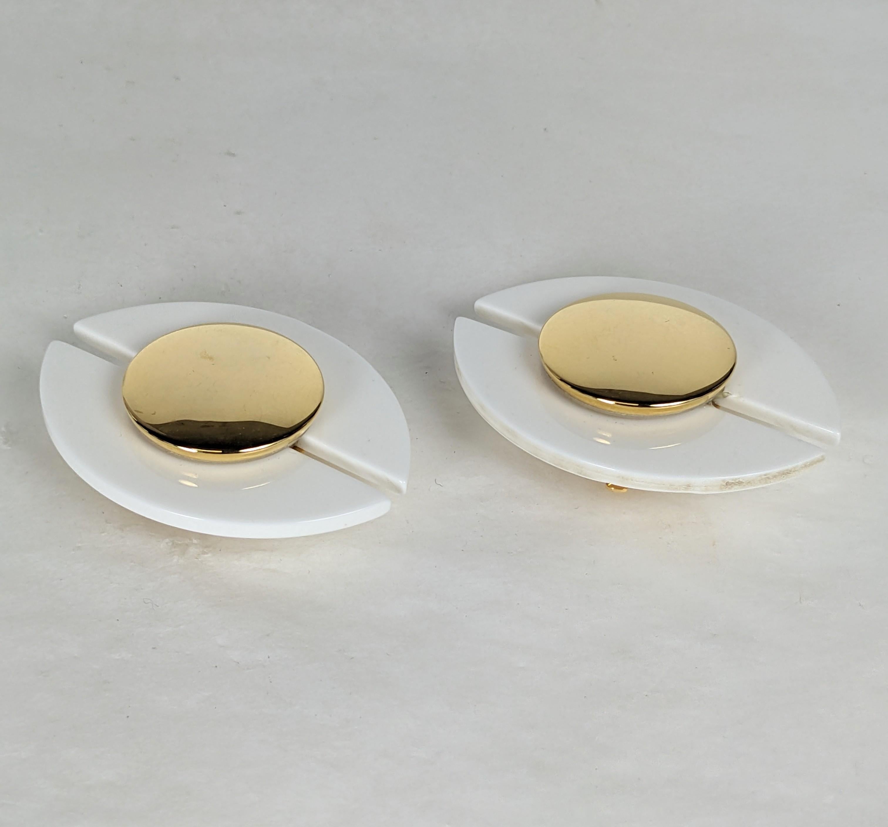 Art Deco Yves Saint Laurent 1970s Bakelite Earclips For Sale