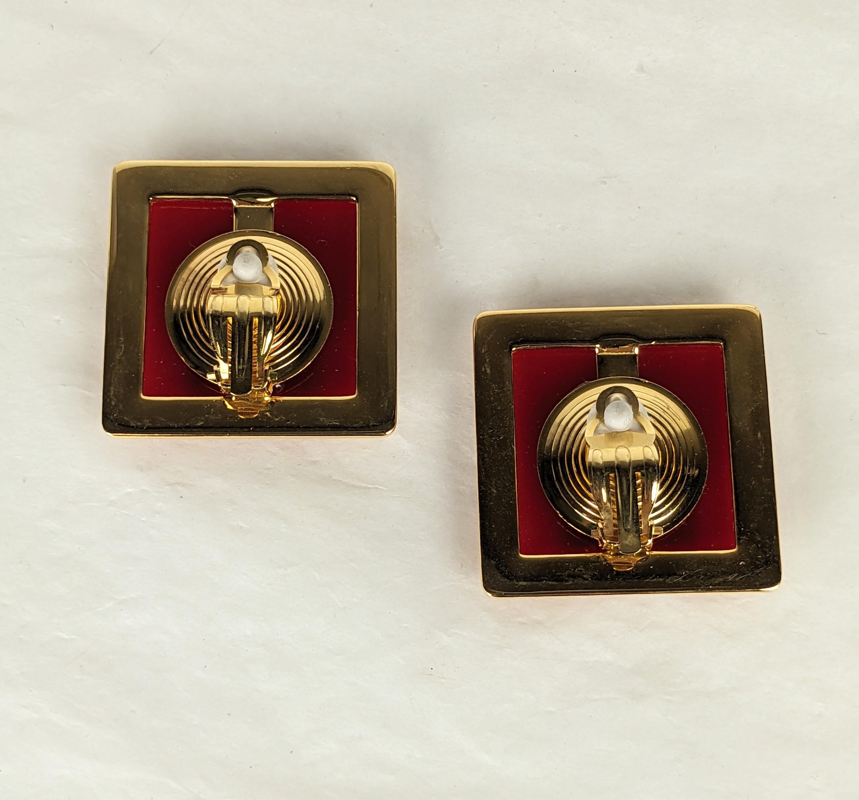 Art Deco Yves Saint Laurent 1970s Bakelite Earclips For Sale