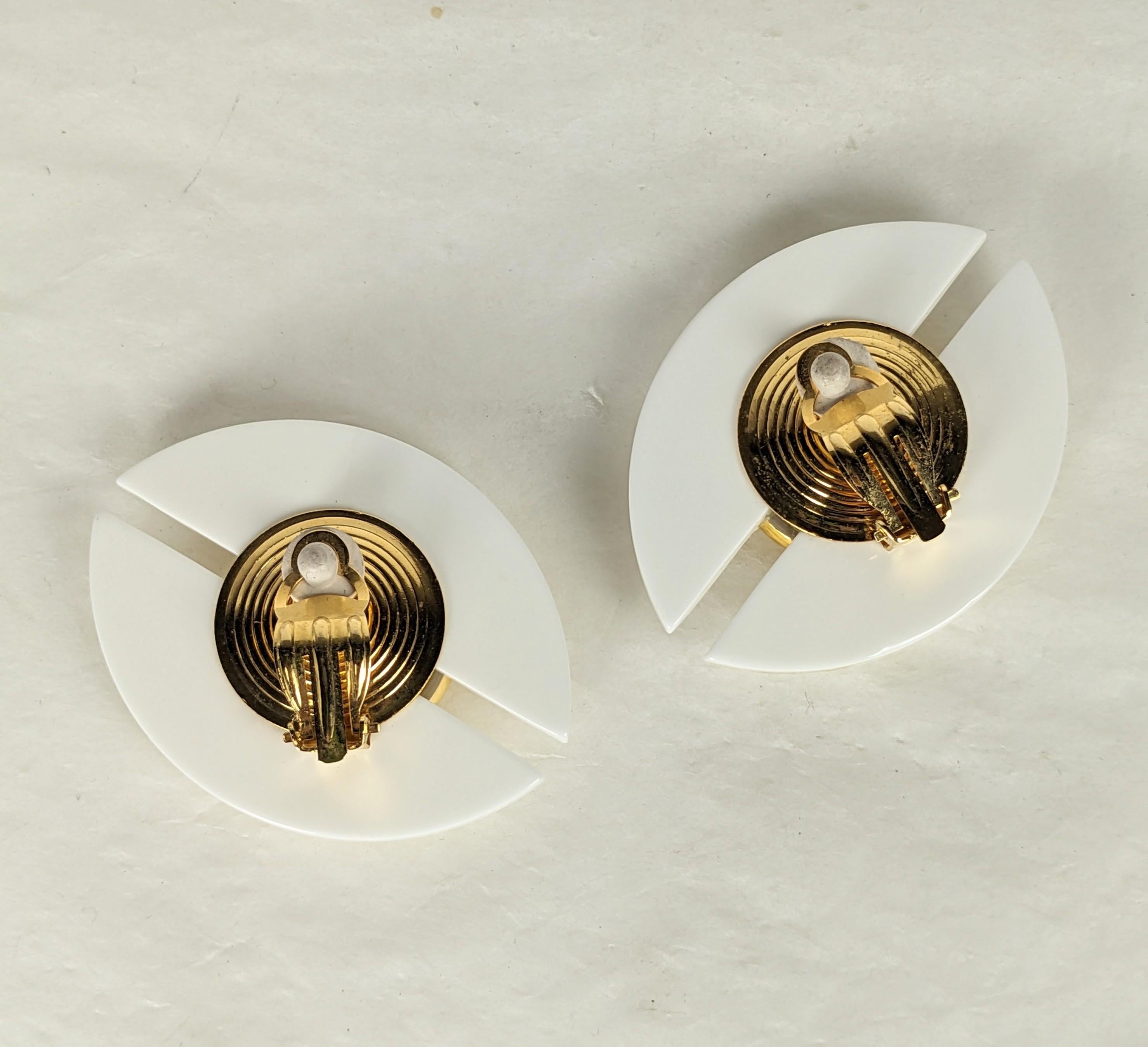 Yves Saint Laurent 1970s Bakelite Earclips In Excellent Condition For Sale In New York, NY