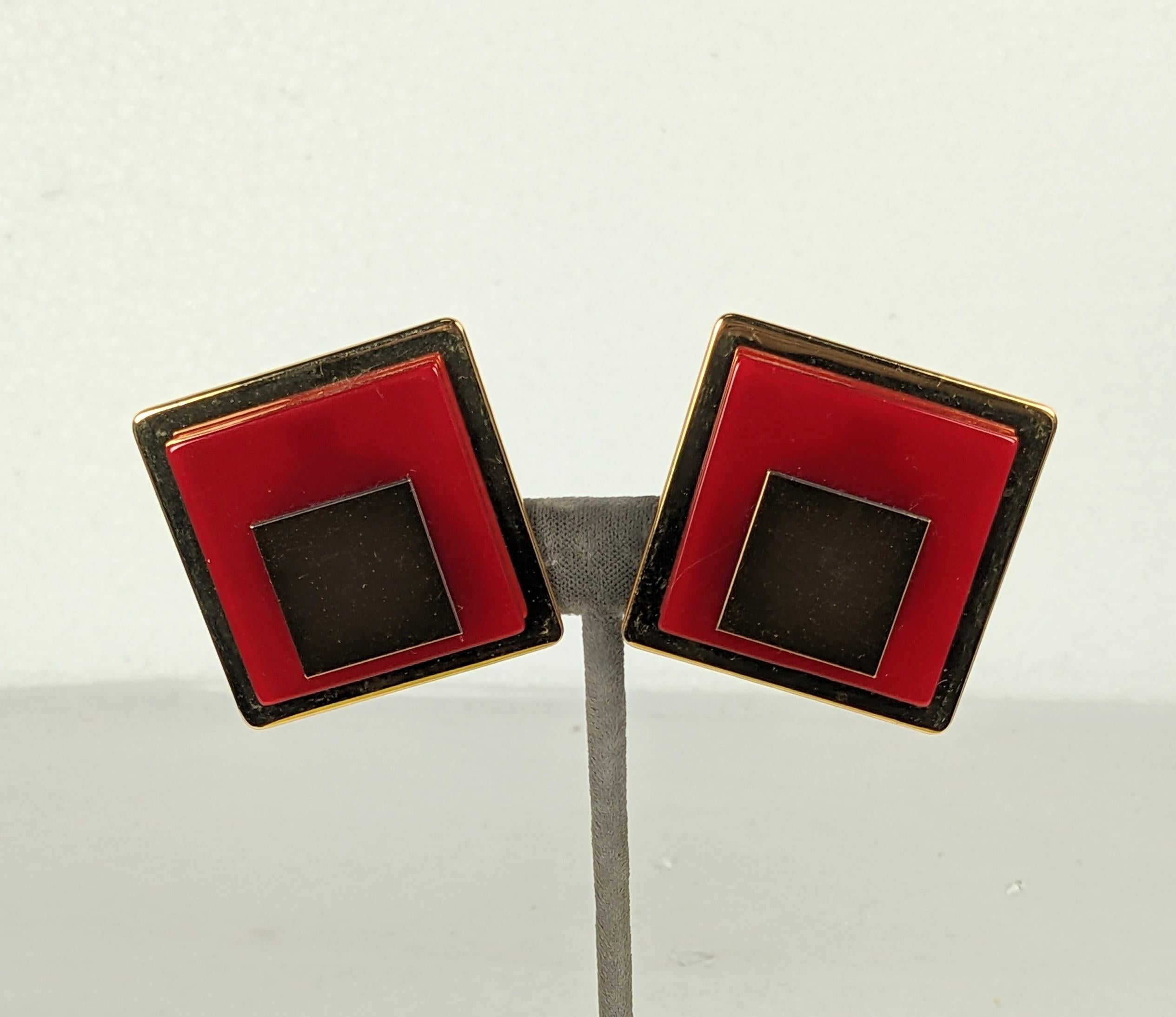 Yves Saint Laurent 1970s Bakelite Earclips In Excellent Condition For Sale In New York, NY