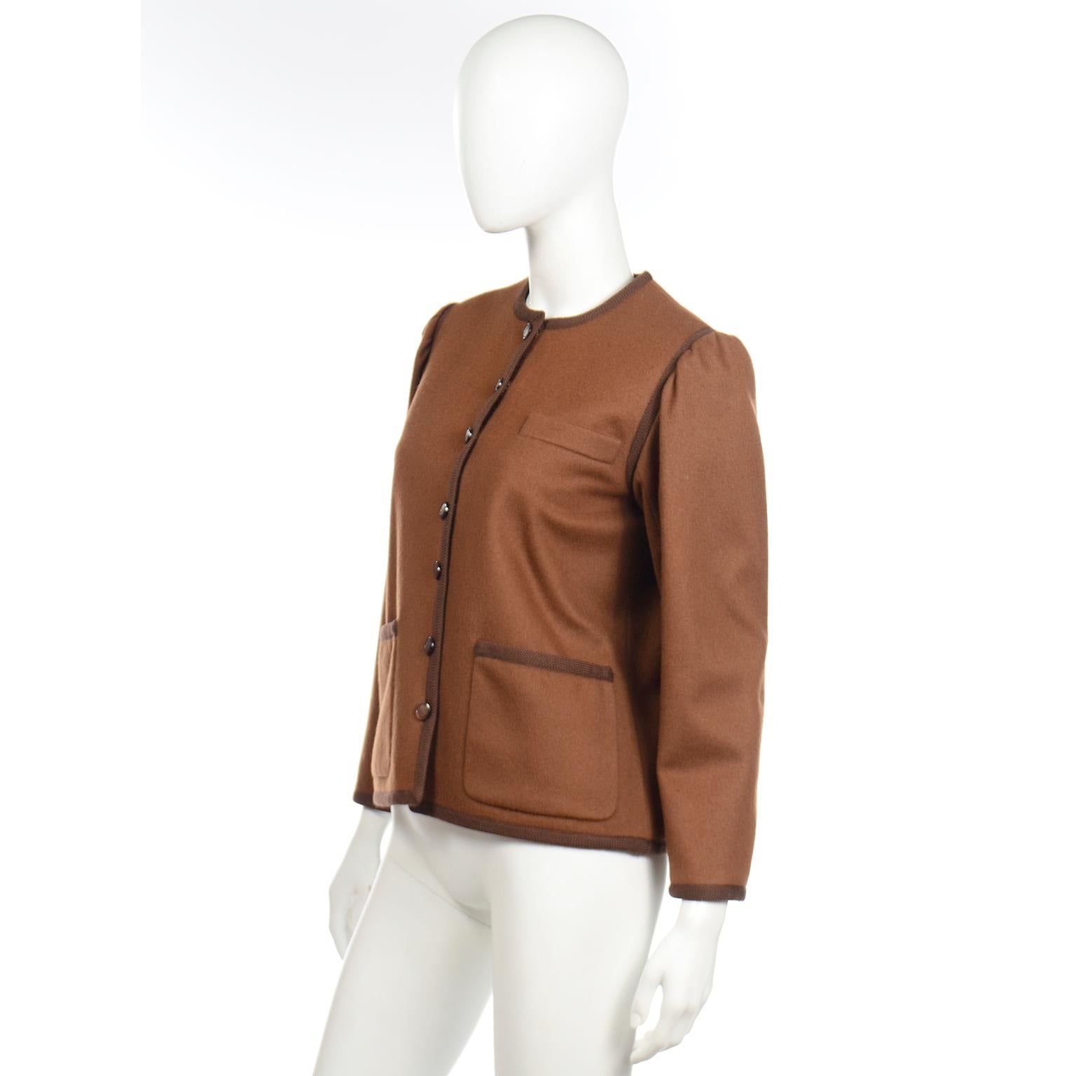 Yves Saint Laurent 1970s Ballet Russes Inspired Rive Gauche Brown Jacket In Excellent Condition For Sale In Portland, OR