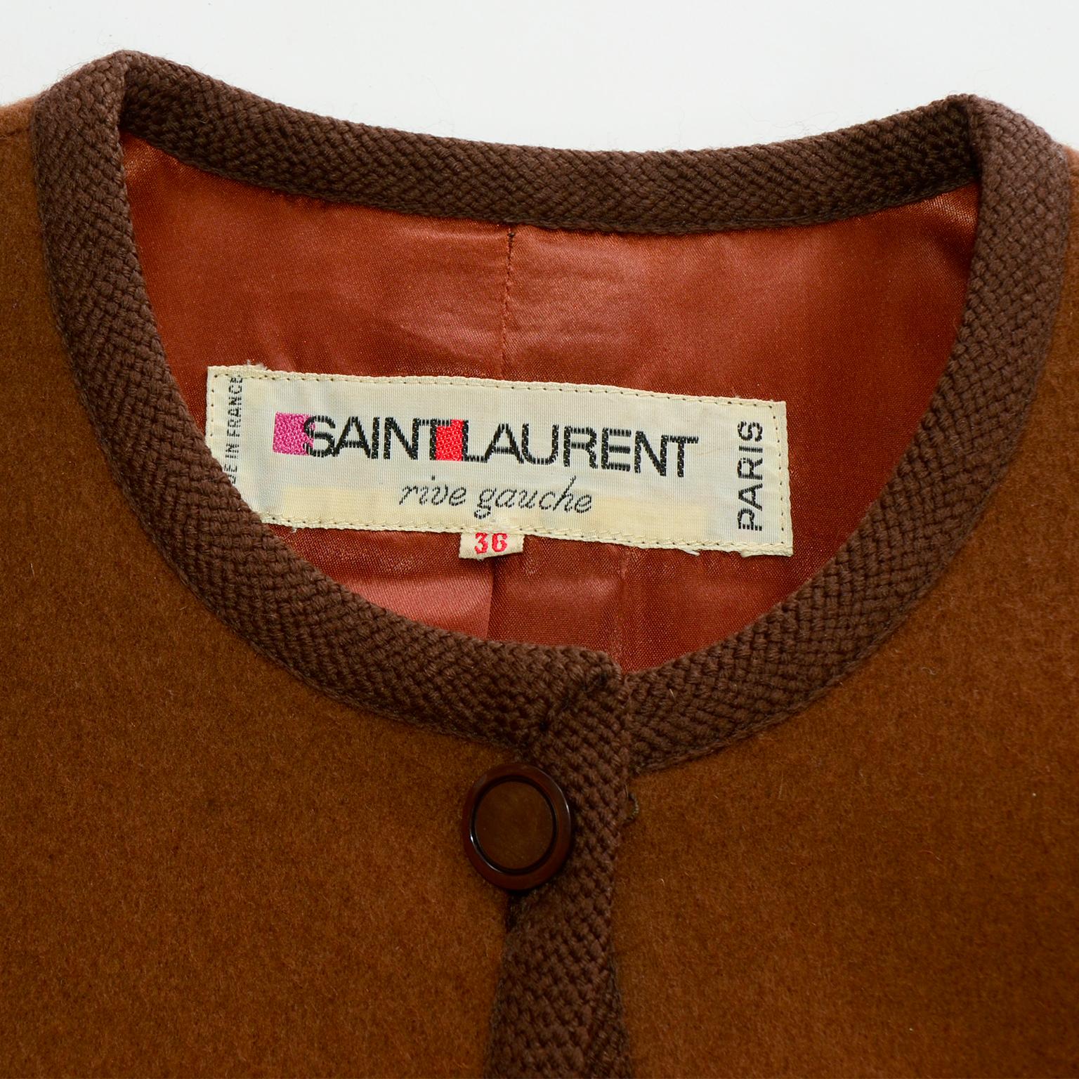 Yves Saint Laurent 1970s Ballet Russes inspiriert Rive Gauche Brown Jacke im Angebot 4