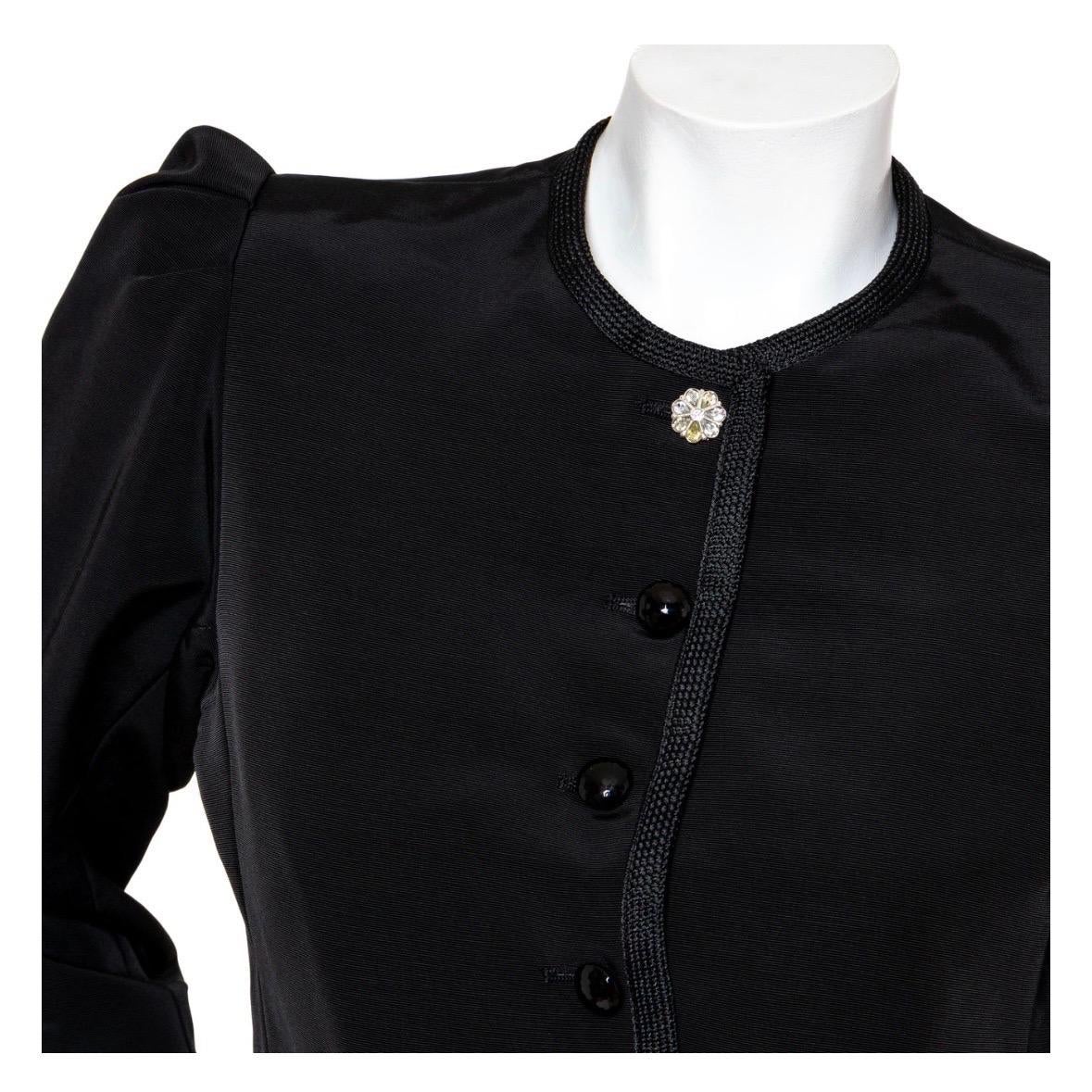 Yves Saint Laurent 1970s Black Puff Sleeve Jacket 1