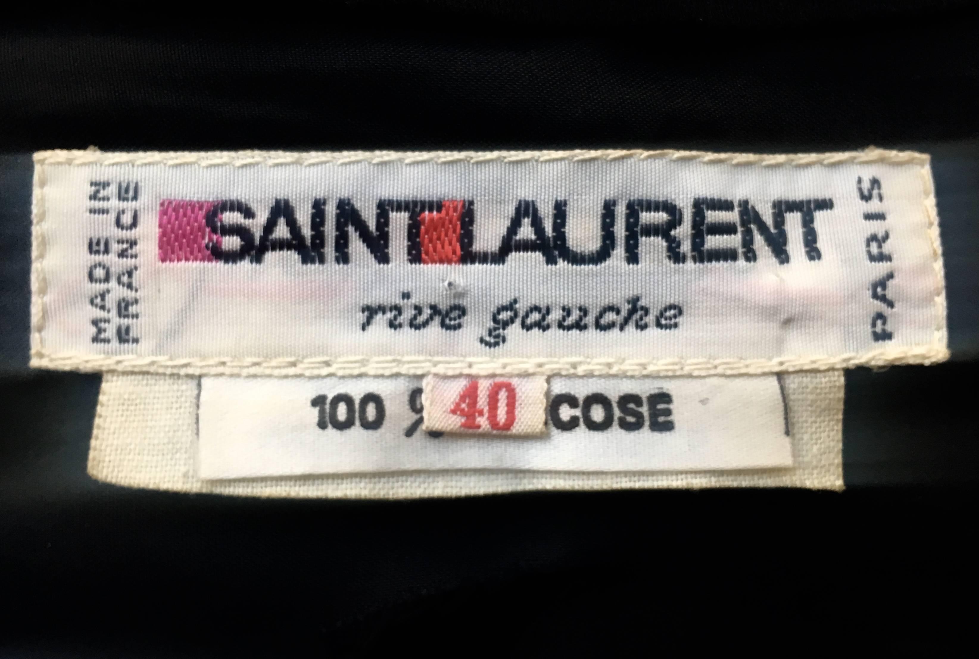 Yves Saint Laurent 1970s Black Silk Jersey Two Piece Suit For Sale 1