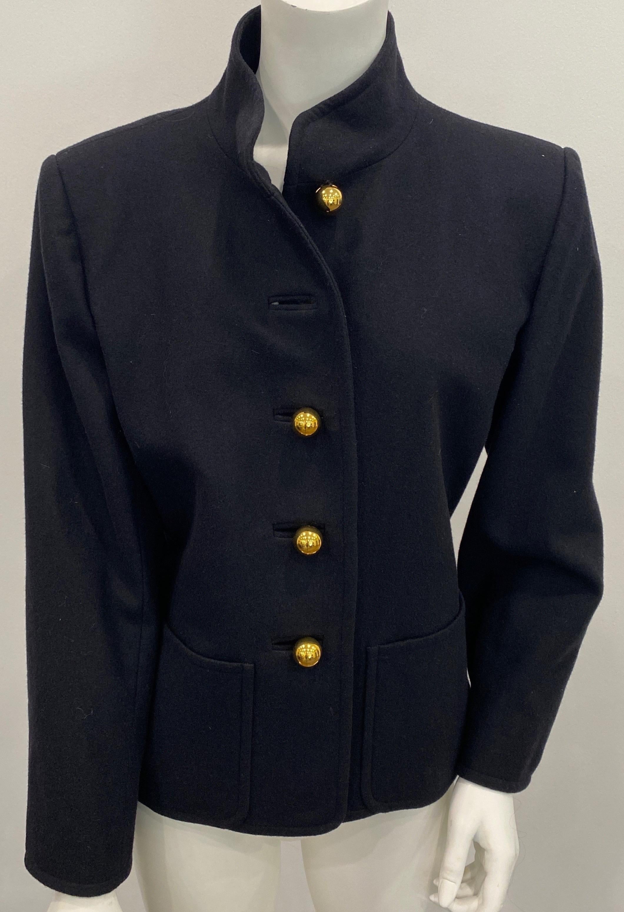 Yves Saint Laurent 1970's Black Soft Double-Faced Wool Jacket - Size 44 For Sale 6