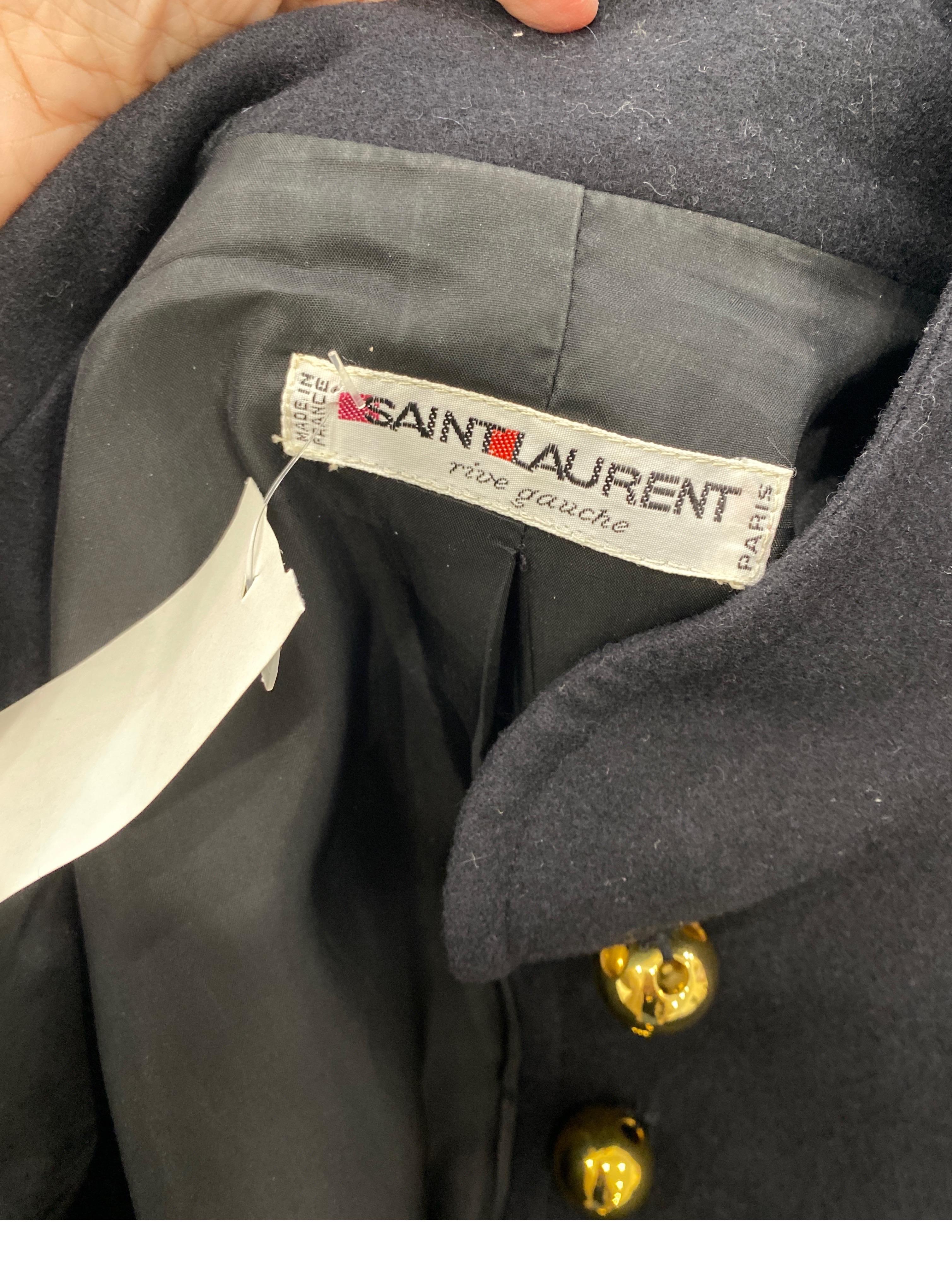 Yves Saint Laurent 1970's Black Soft Double-Faced Wool Jacket - Size 44 For Sale 7