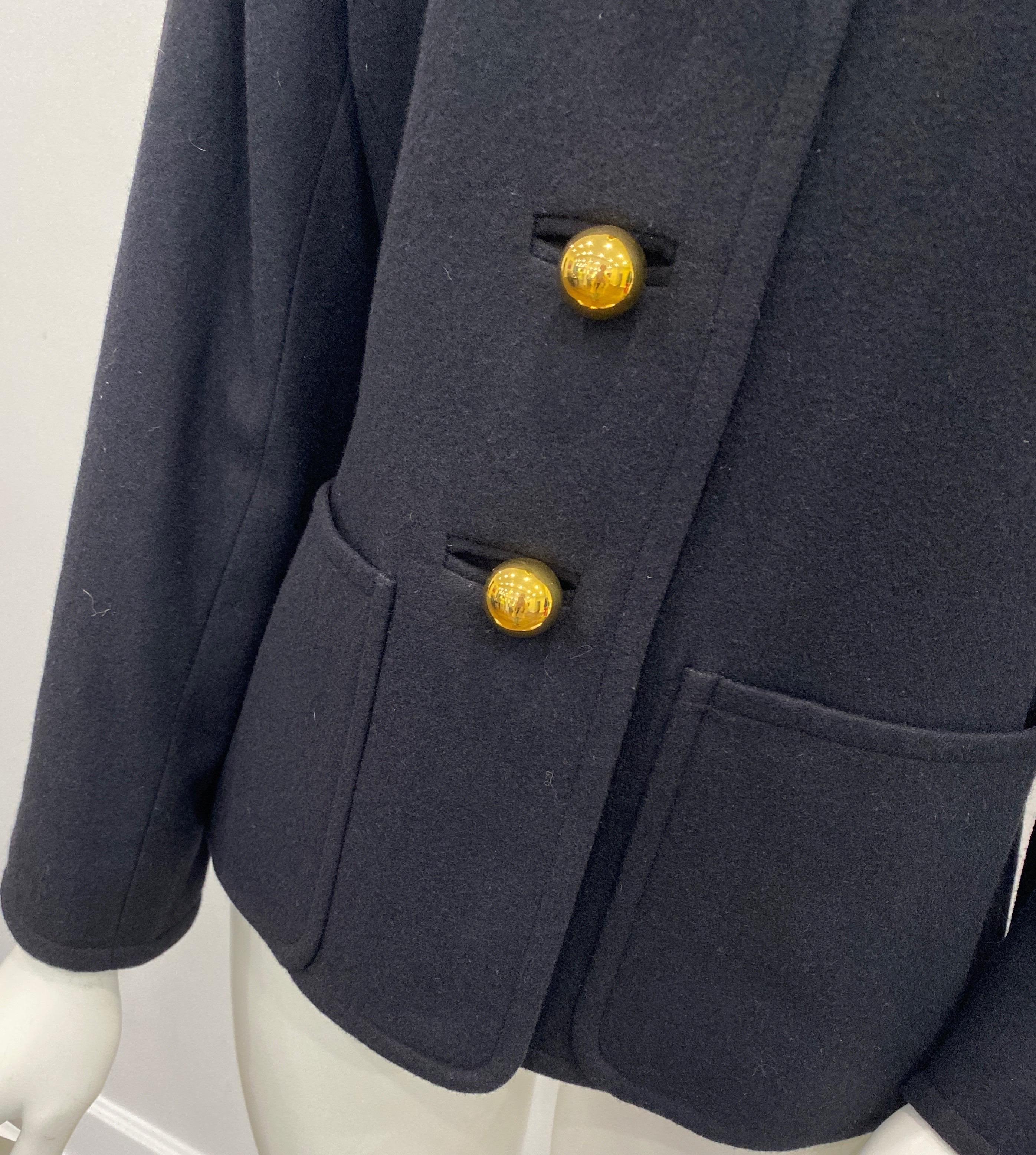 Yves Saint Laurent 1970's Black Soft Double-Faced Wool Jacket - Size 44 For Sale 1