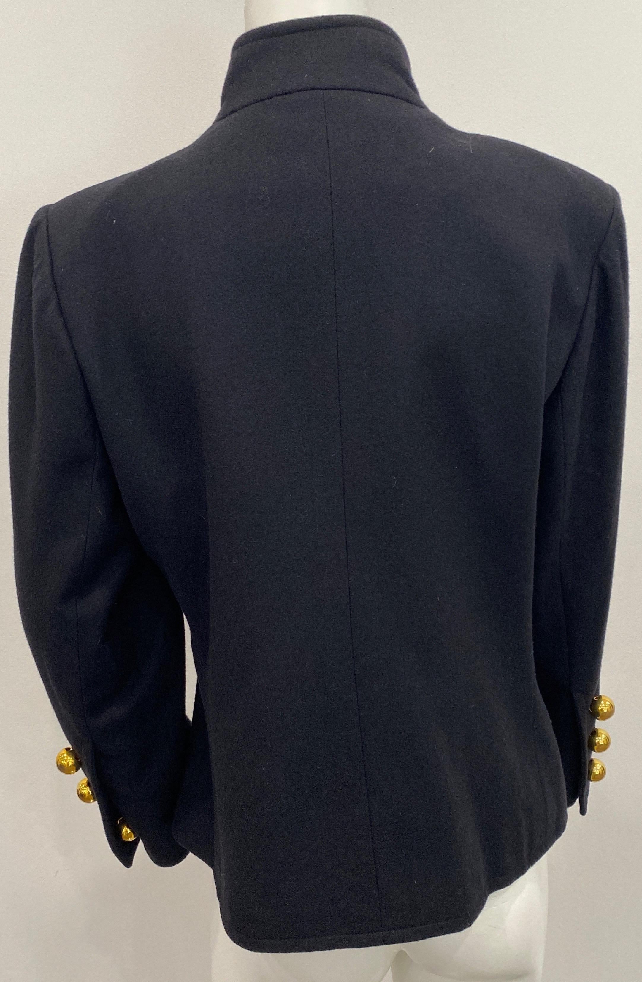 Yves Saint Laurent 1970's Black Soft Double-Faced Wool Jacket - Size 44 For Sale 4
