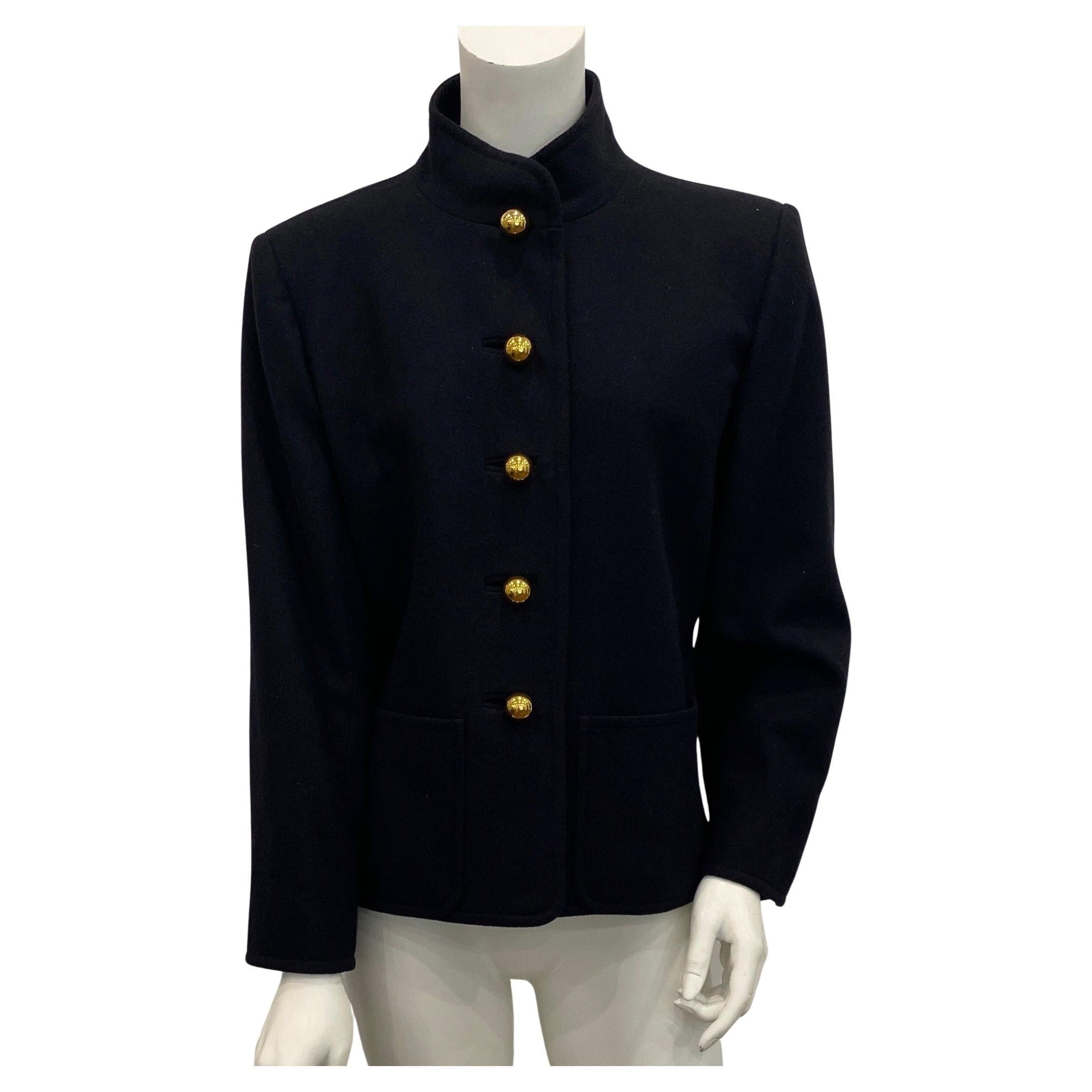 Yves Saint Laurent 1970's Black Soft Double-Faced Wool Jacket - Size 44 For Sale