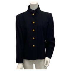 Yves Saint Laurent 1970's Black Soft Double-Faced Wool Jacket - Size 44