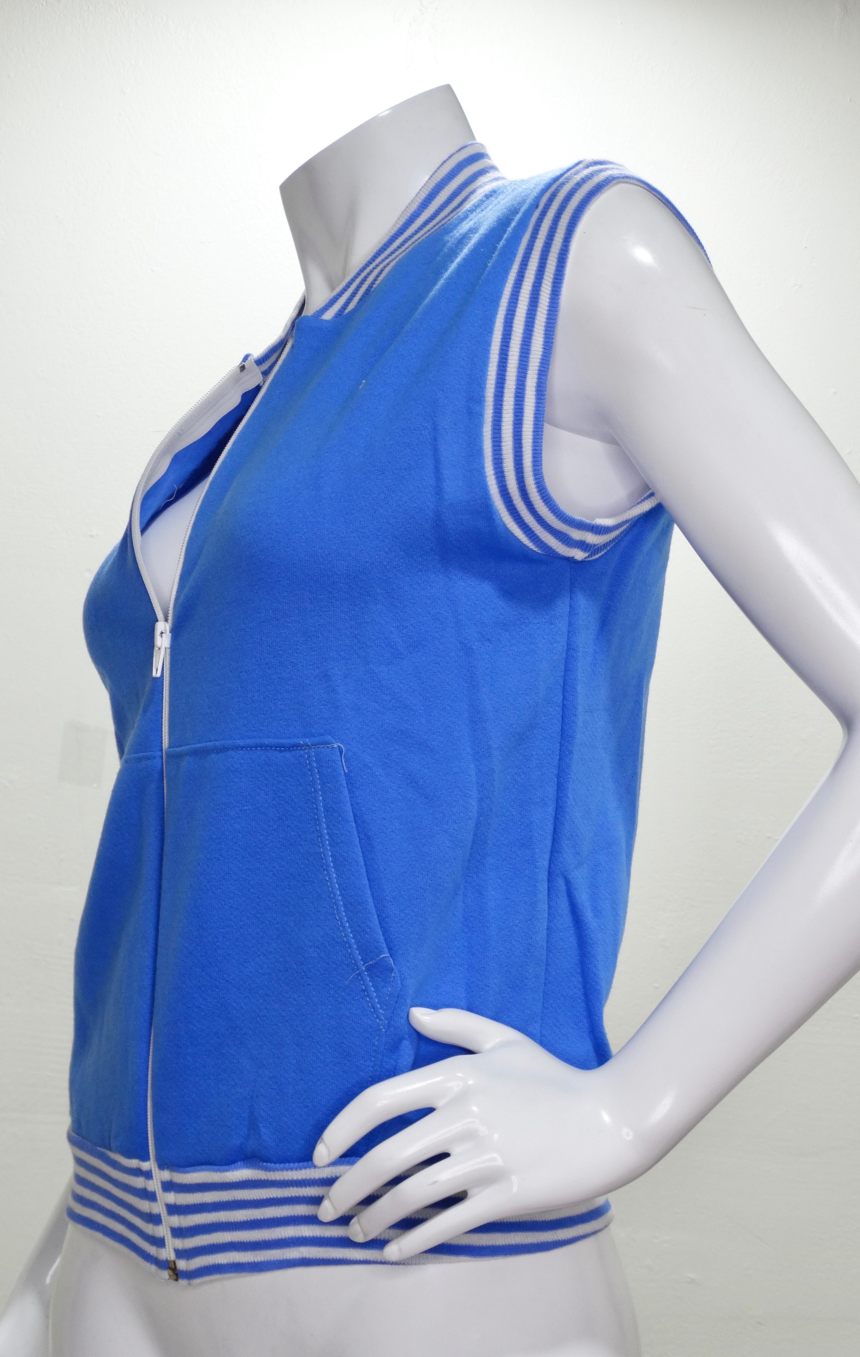 Yves Saint Laurent 1970s Blue Activewear Vest 4