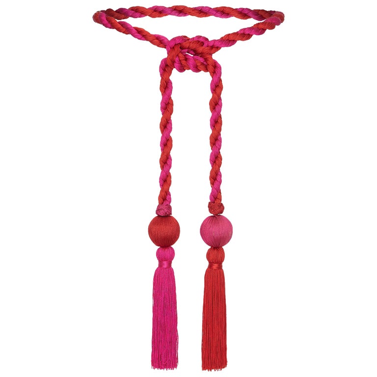 Yves Saint Laurent 1970s Fuchsia Pink Moroccan Style Chord Tassel Belt ...