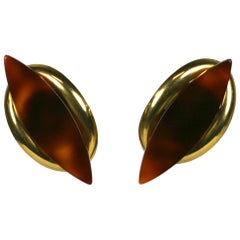 Retro Yves Saint Laurent 1970s Modernist Earclips