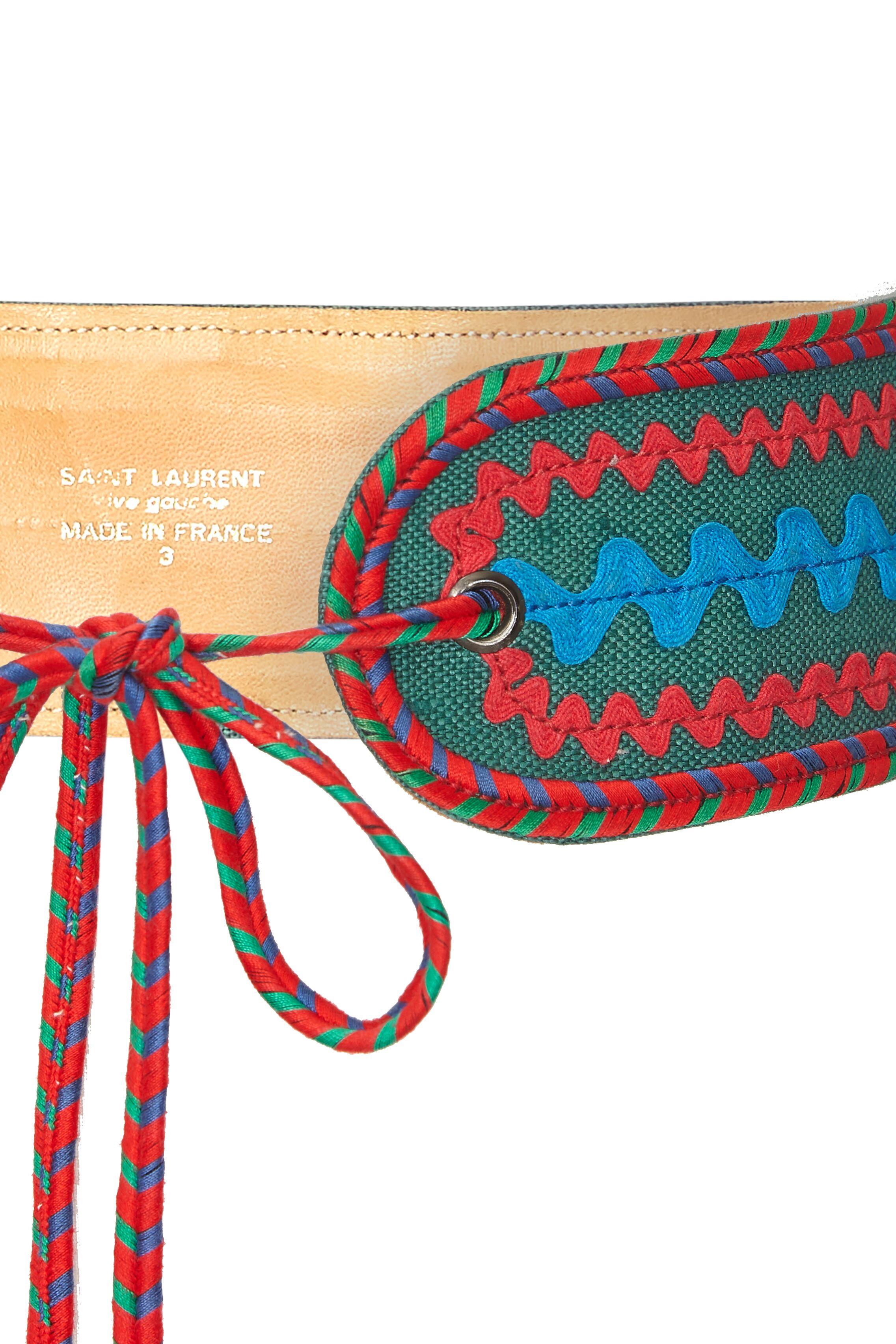 Beige Yves Saint Laurent 1970s Moroccan Style Belt With Tassels Tie Fastening