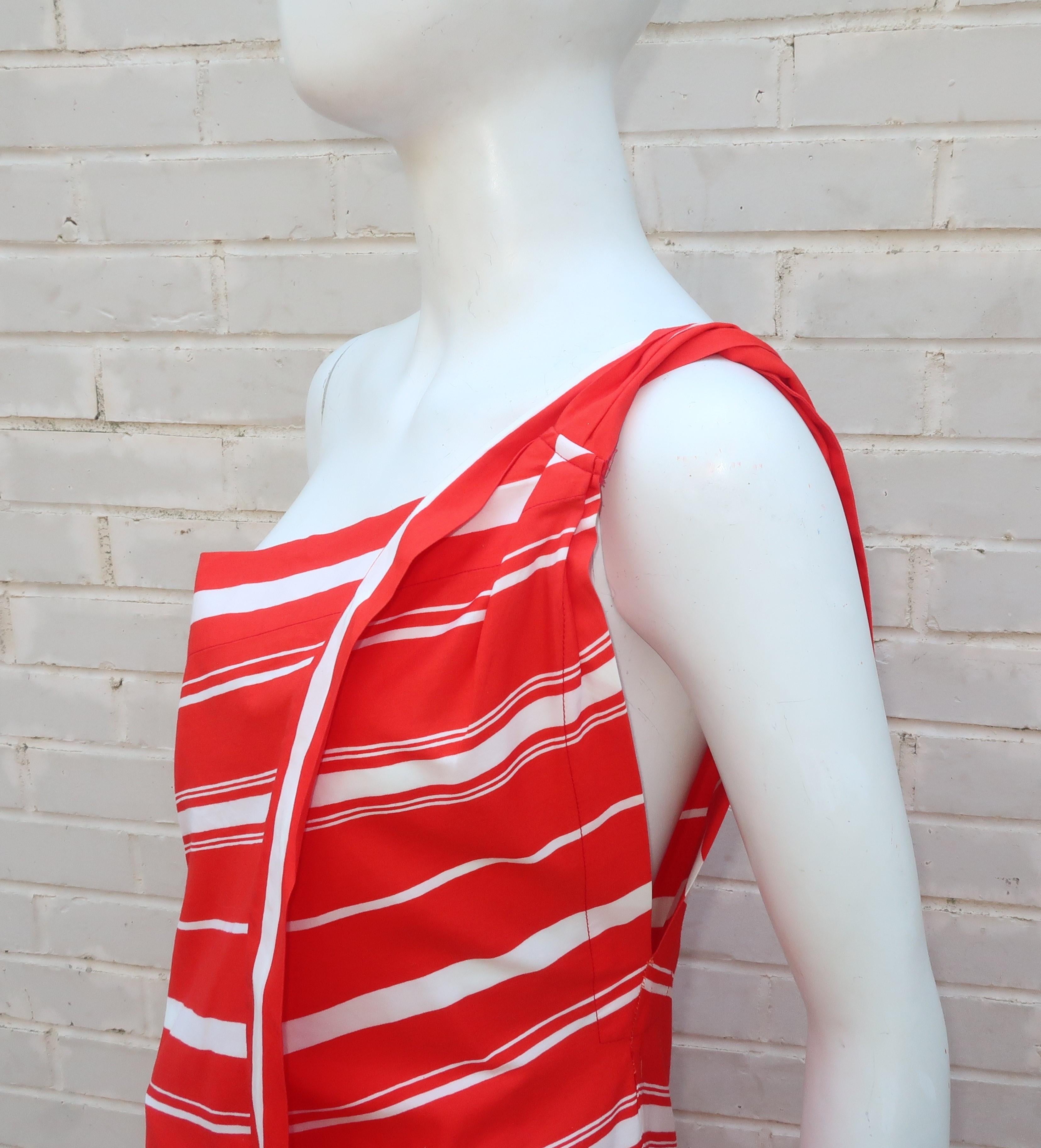 Yves Saint Laurent 1970’s Red & White Candy Stripe Dress 3