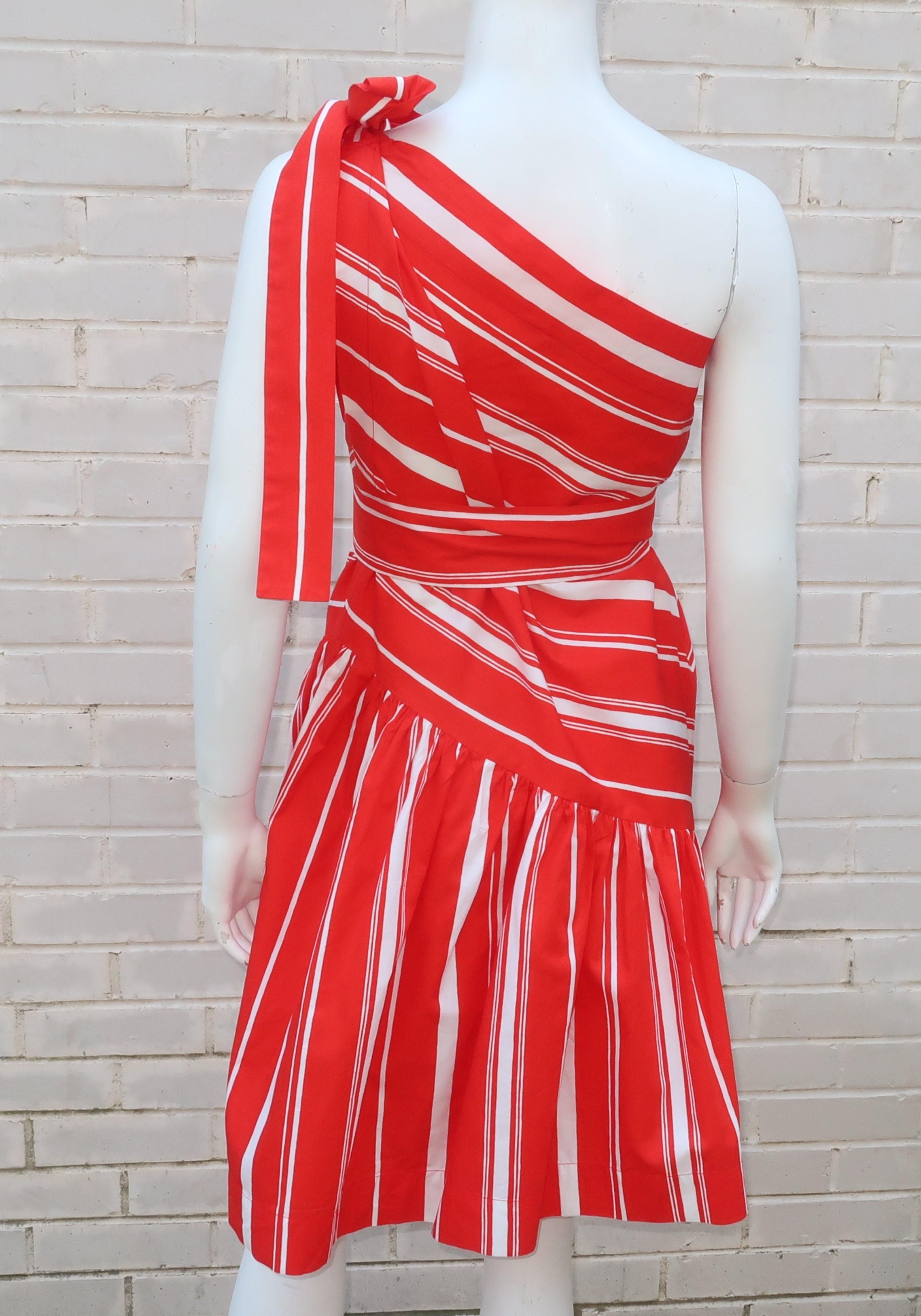 Yves Saint Laurent 1970’s Red & White Candy Stripe Dress 4