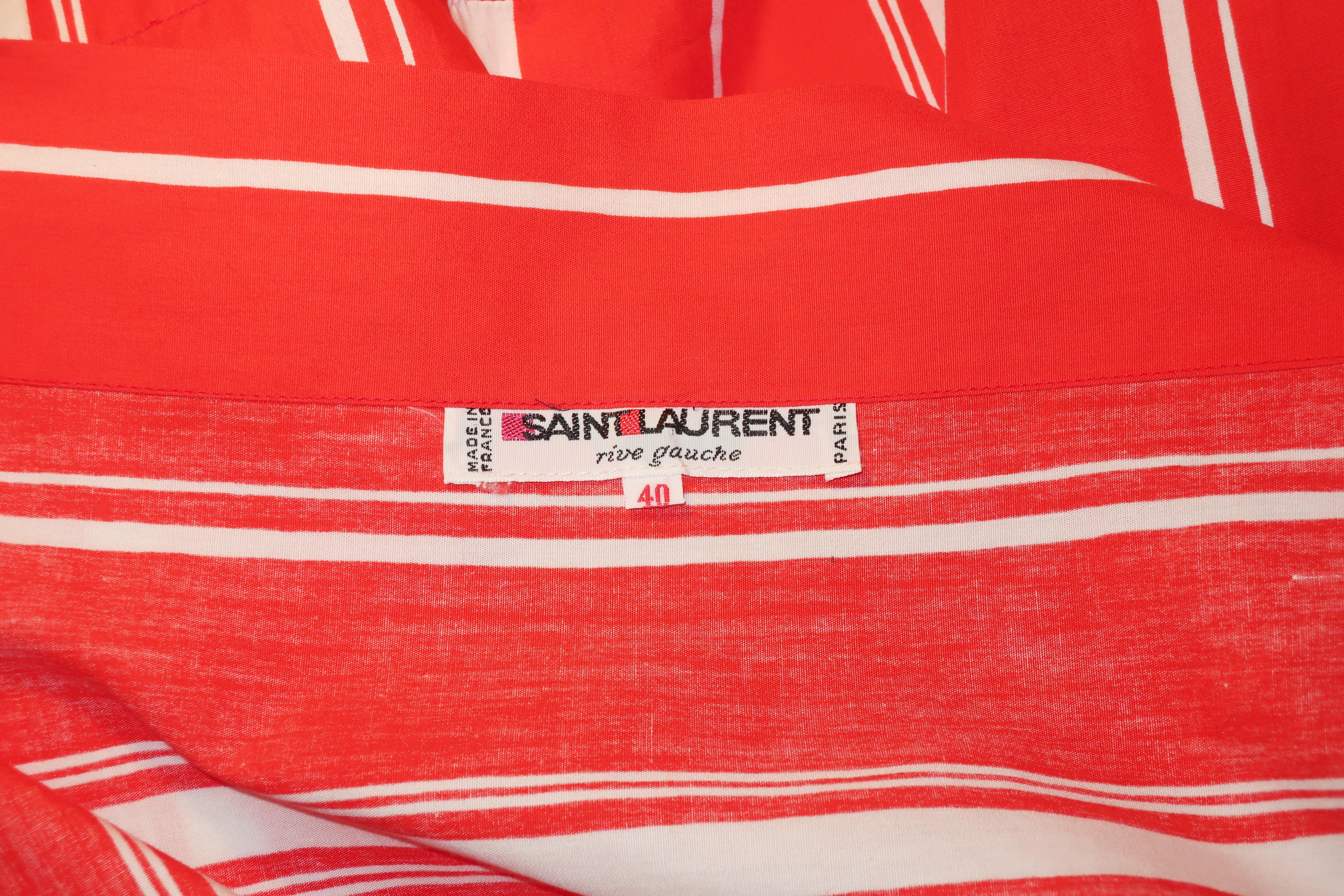 Yves Saint Laurent 1970’s Red & White Candy Stripe Dress 6
