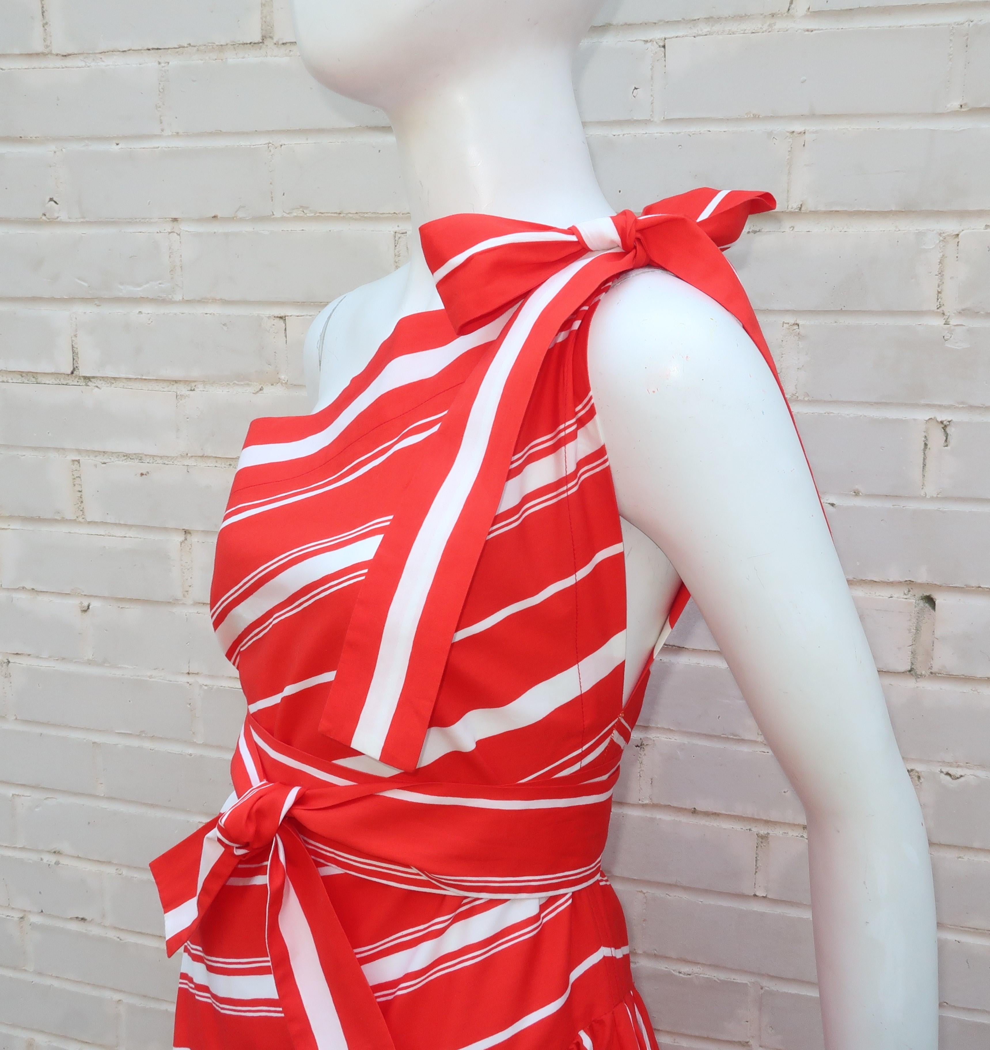 Yves Saint Laurent 1970’s Red & White Candy Stripe Dress 1