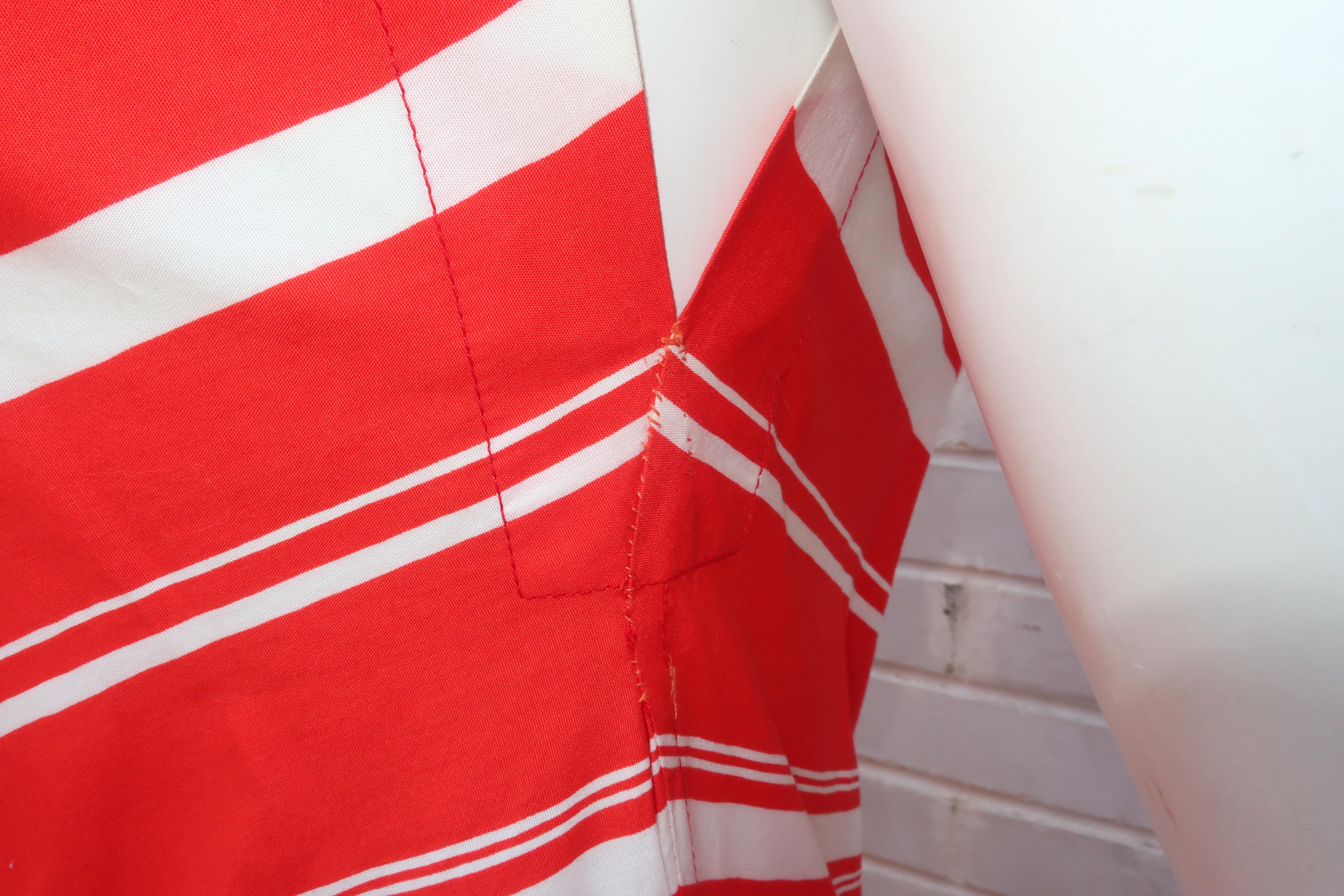 Yves Saint Laurent 1970’s Red & White Candy Stripe Dress 2
