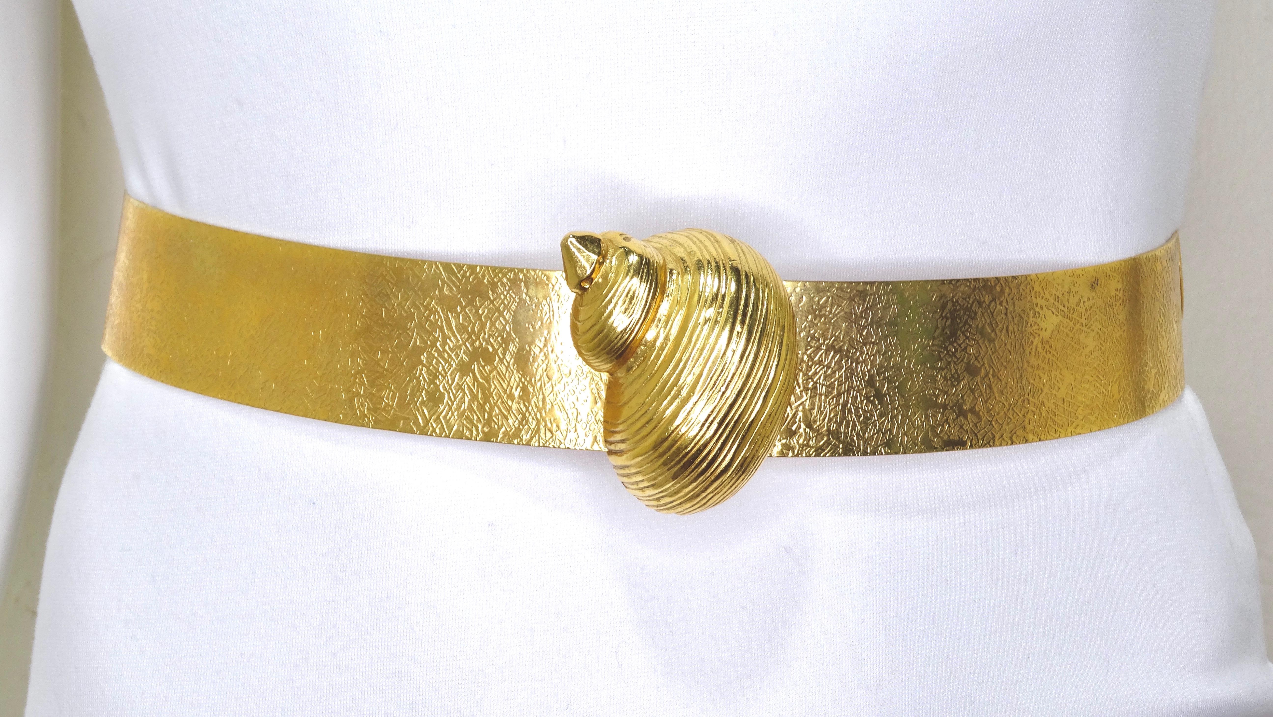 Yves Saint Laurent 1970's Seashell Gold Metal Belt 3