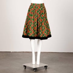 Yves Saint Laurent 1970s Vintage Plaid Wool Midi Skirt