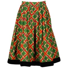 Yves Saint Laurent 1970s Vintage Plaid Wool Midi Skirt