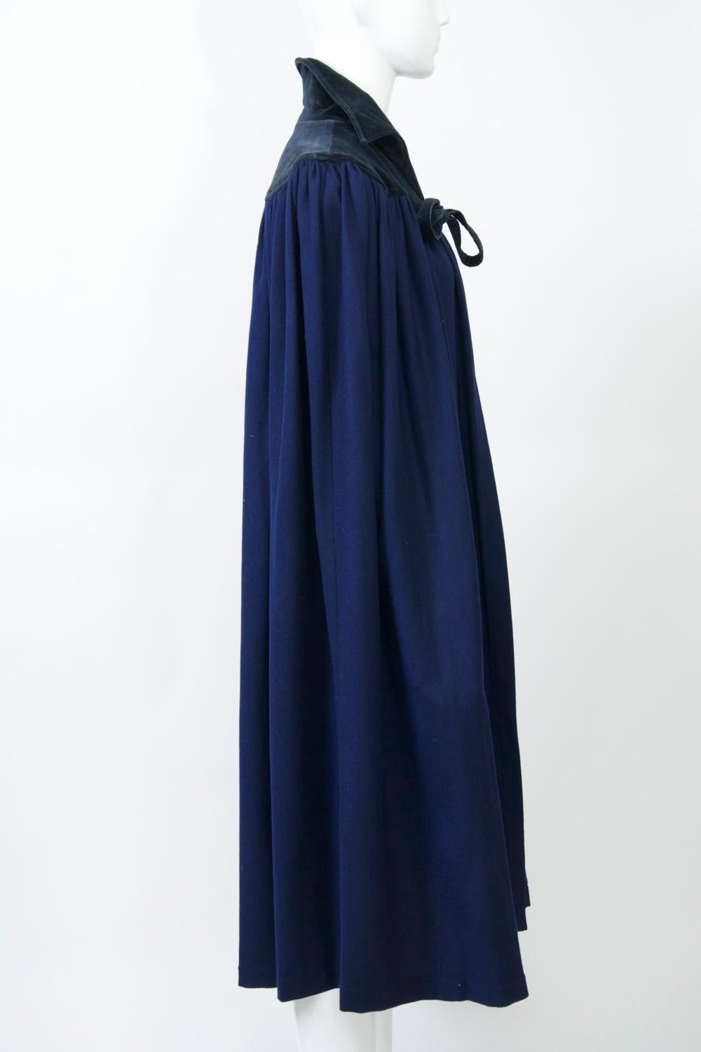 Yves Saint Laurent 1970s Wool Cape In Excellent Condition In Alford, MA