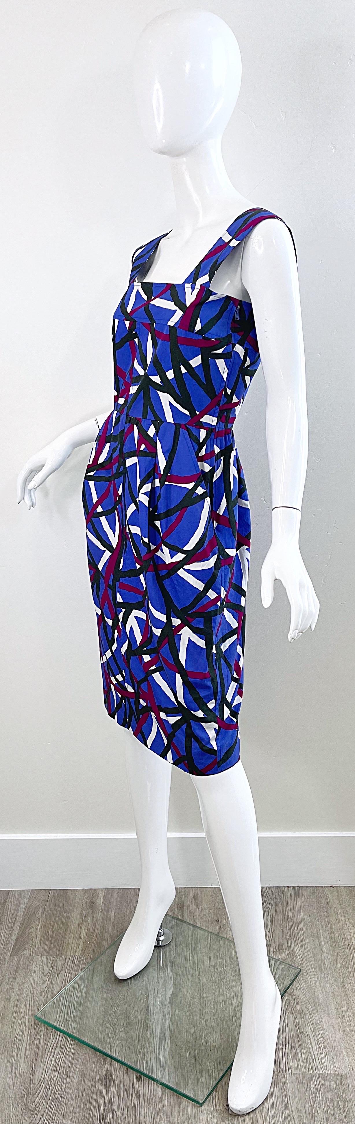 Yves Saint Laurent 1970s YSL Graffiti Print Purple Cotton Vintage 70s Dress For Sale 9