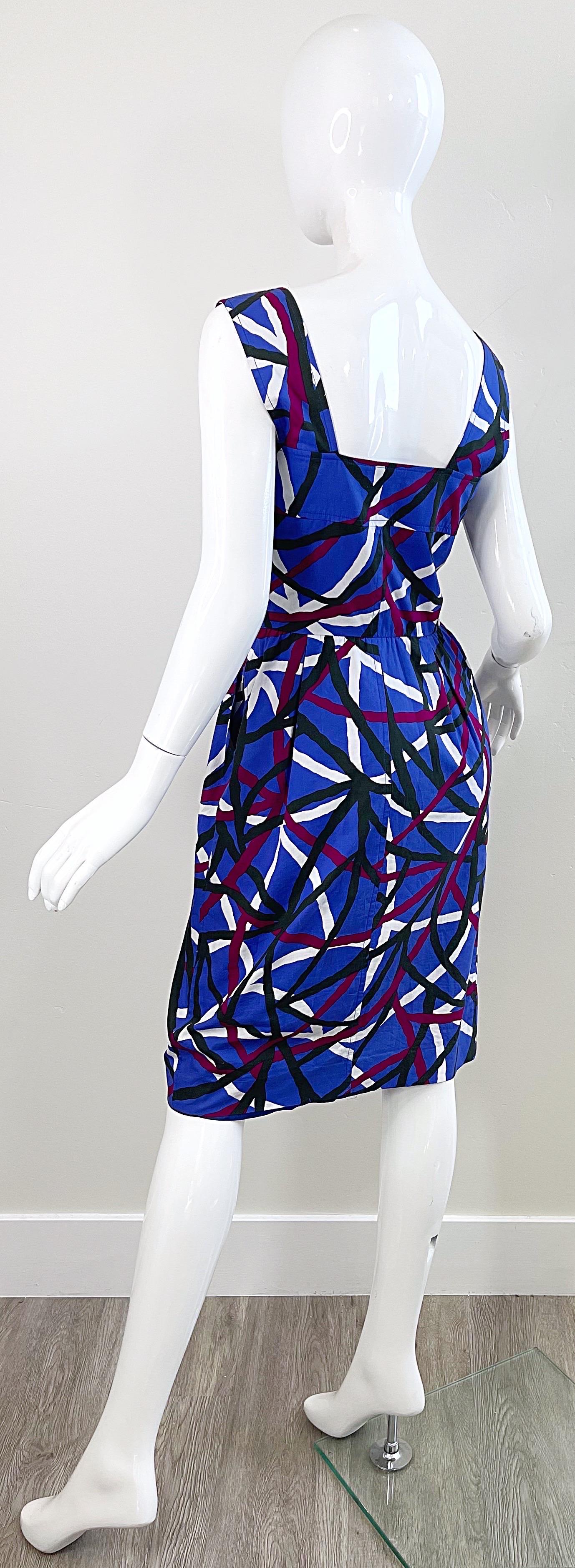 Yves Saint Laurent 1970s YSL Graffiti Print Purple Cotton Vintage 70s Dress For Sale 10